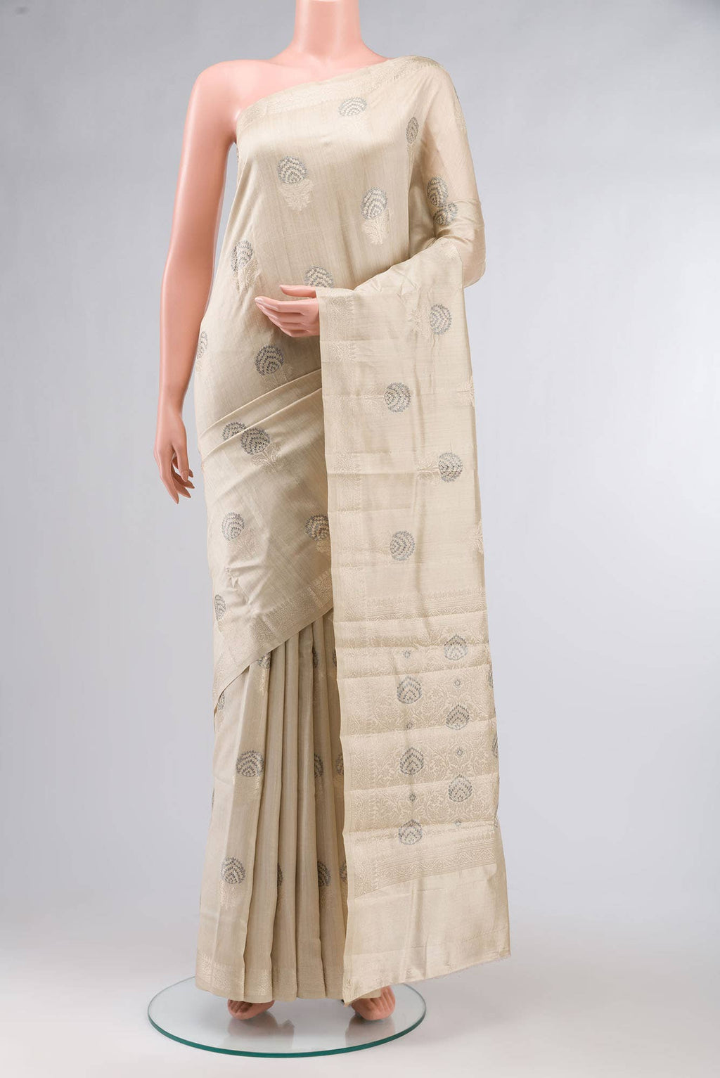Beige Banarasi Raw Silk Saree