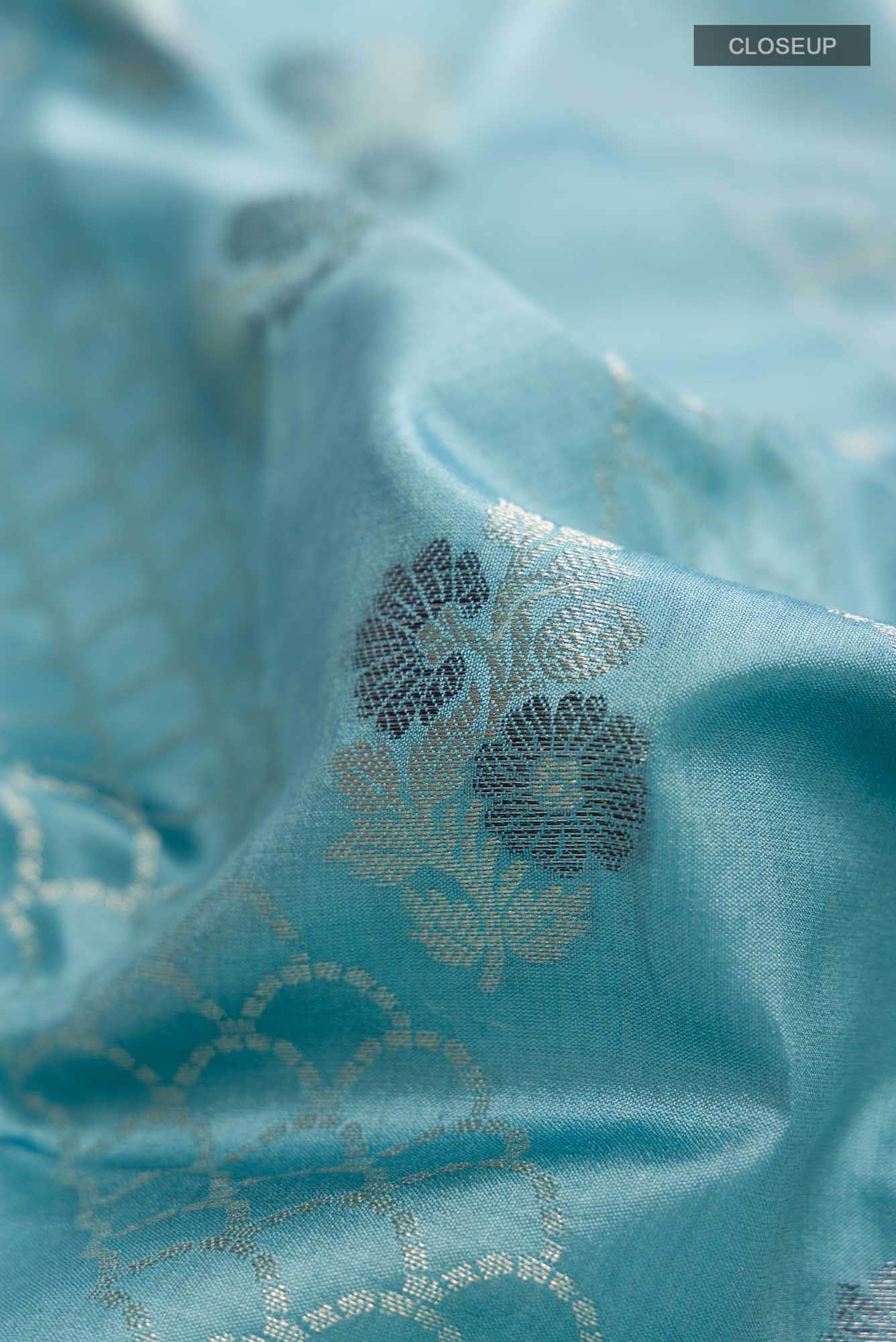 Blue Banarasi Raw Silk Saree