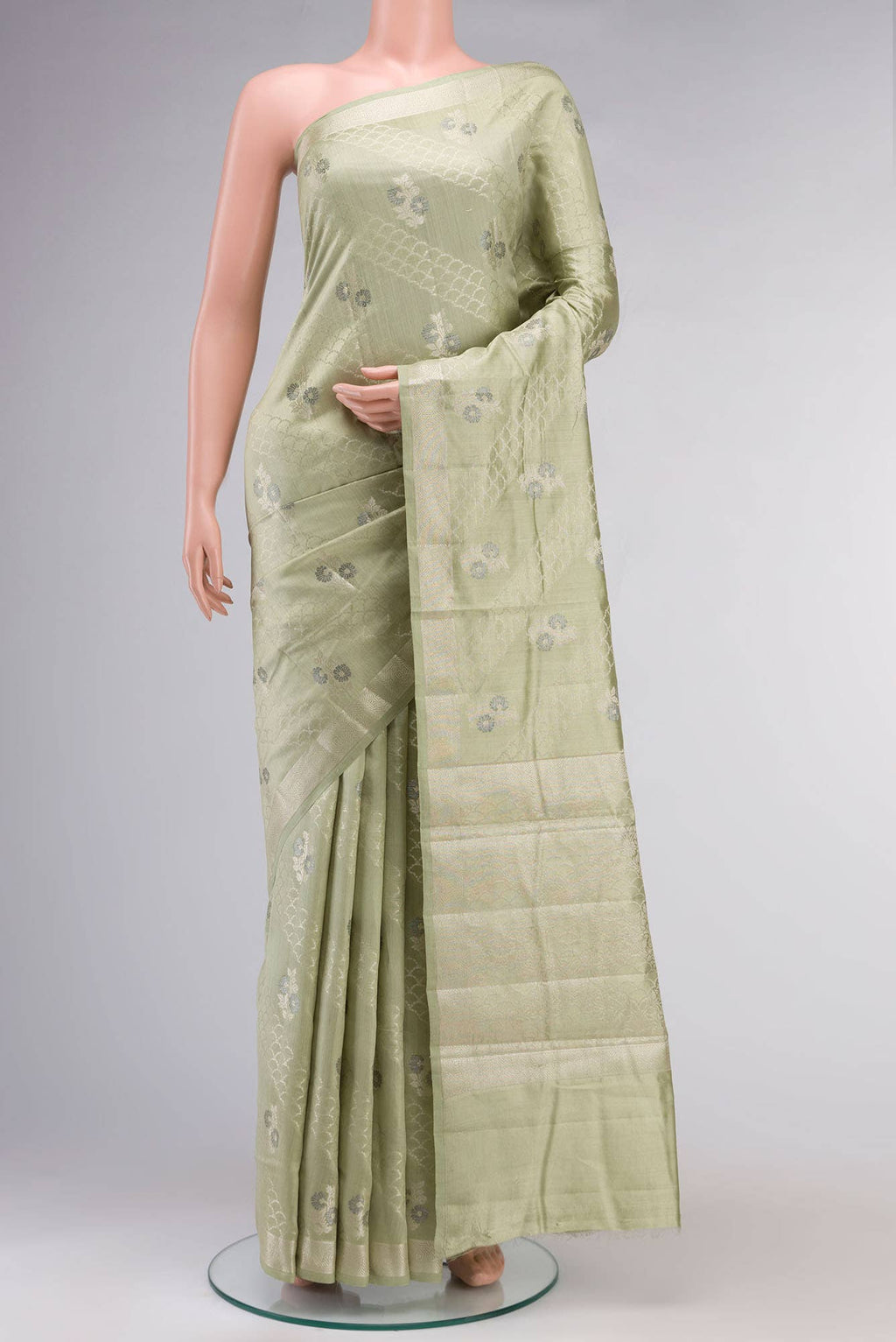 Green Banarasi Raw Silk Saree