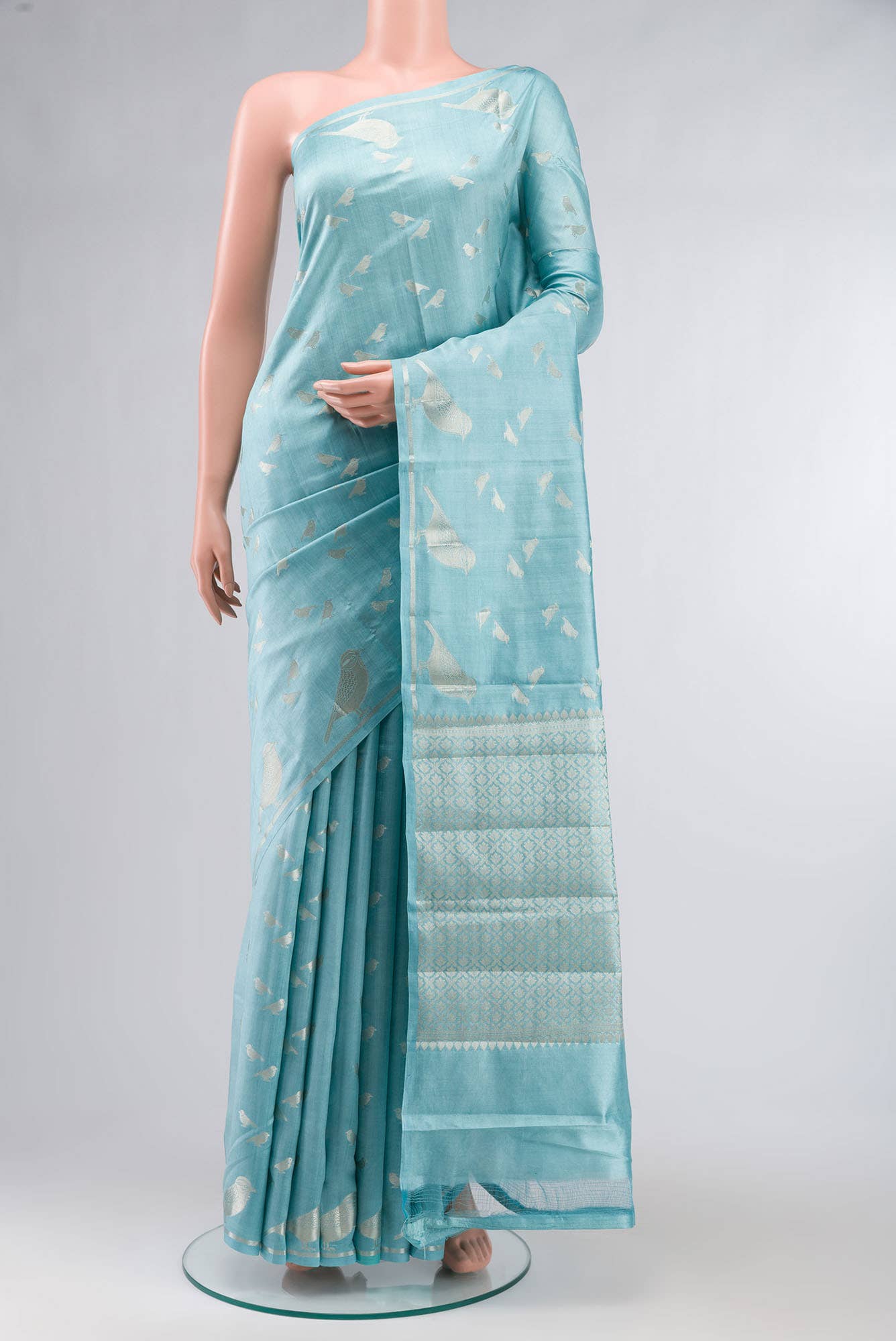 Blue Banarasi Raw Silk Saree