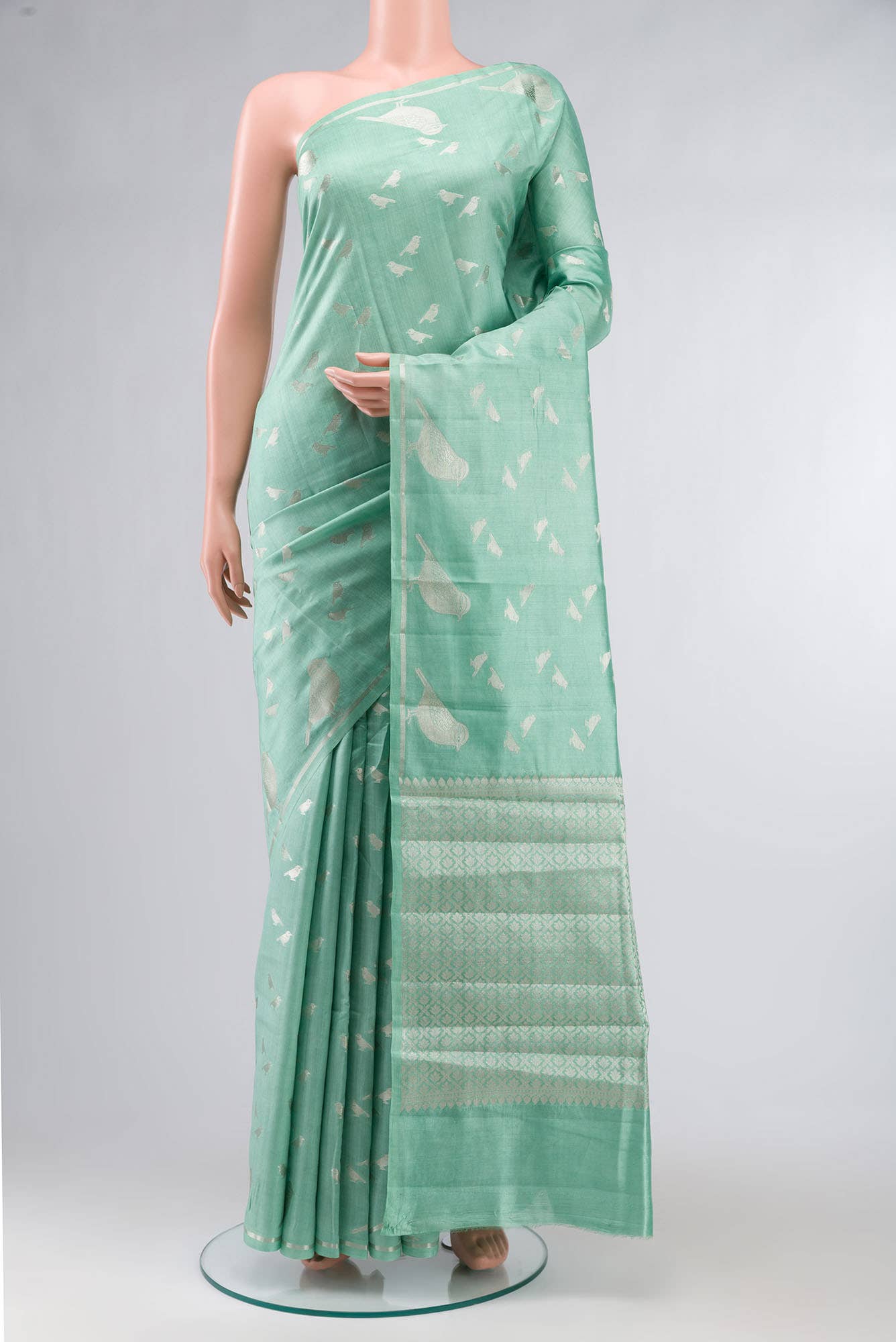 Green Banarasi Raw Silk Saree