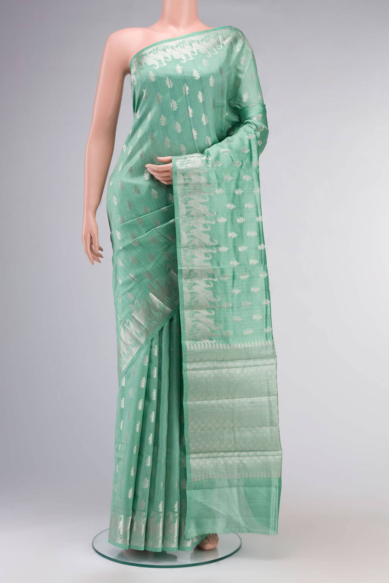 Green Banarasi Raw Silk Saree