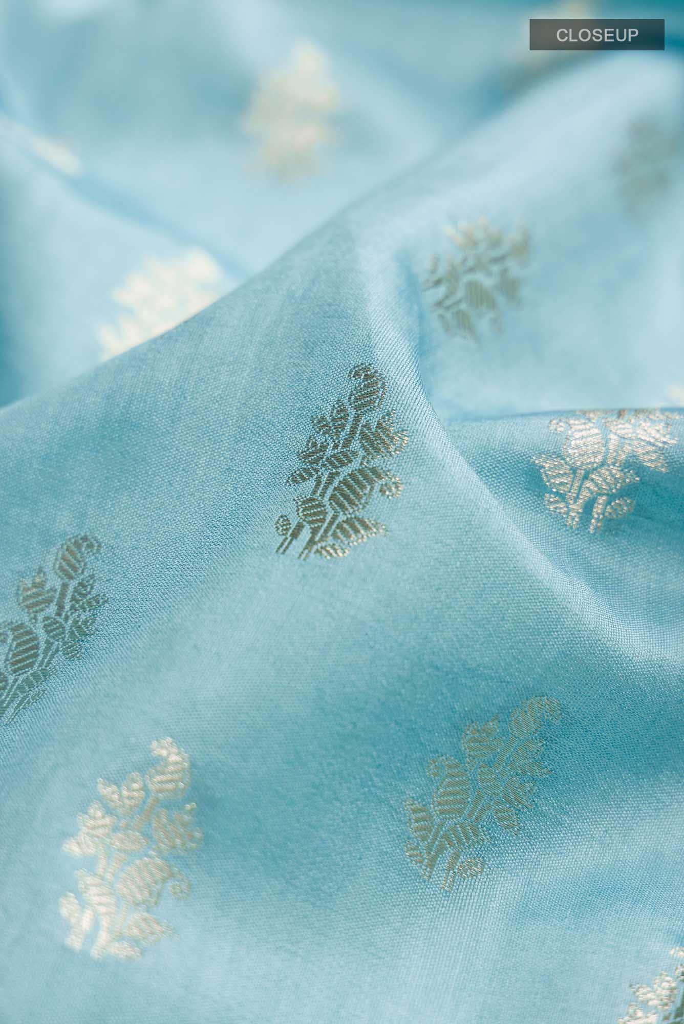Blue Banarasi Raw Silk Saree