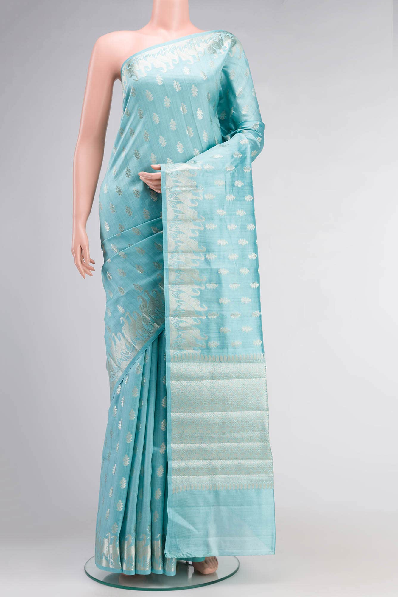 Blue Banarasi Raw Silk Saree