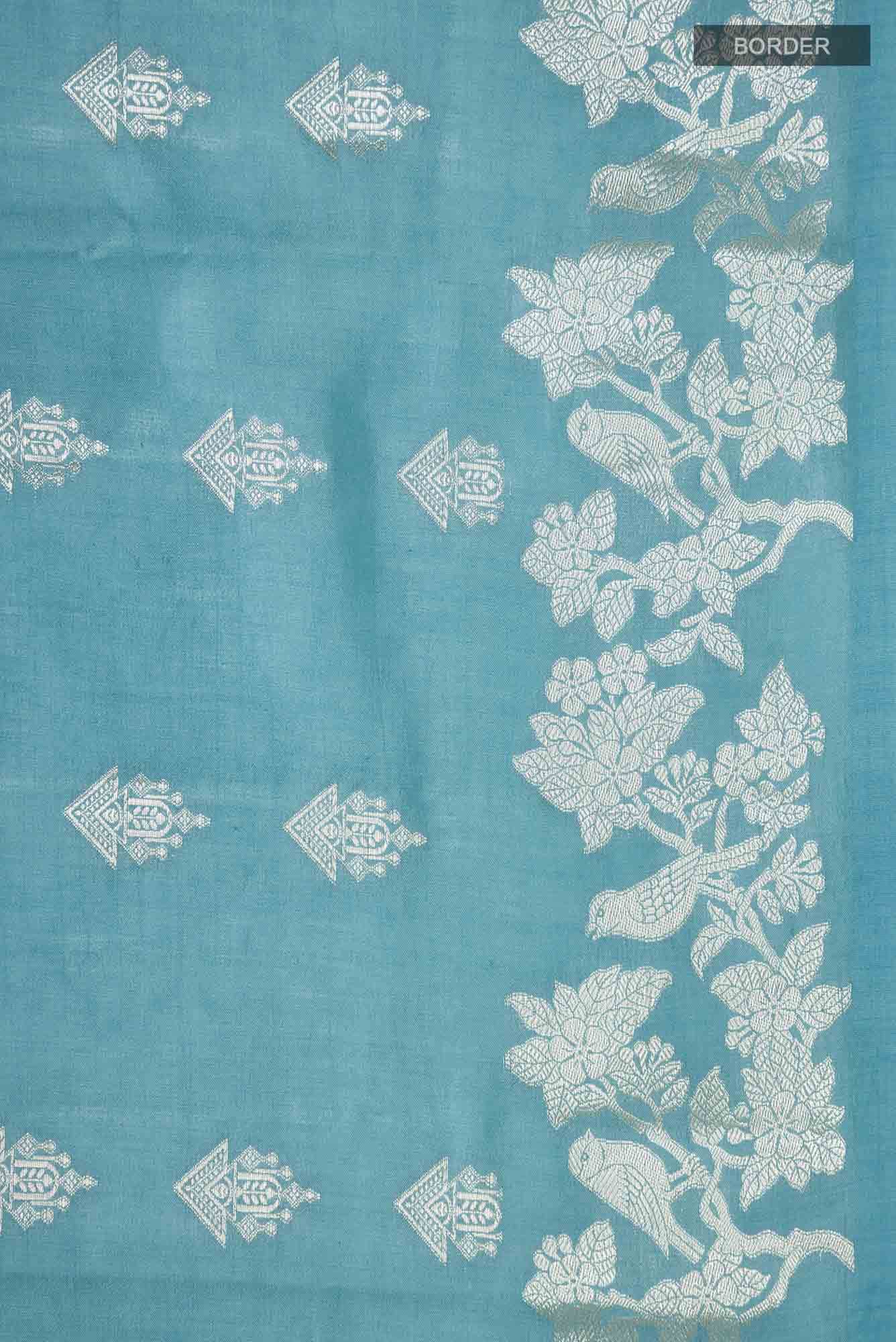 Blue Banarasi Raw Silk Saree