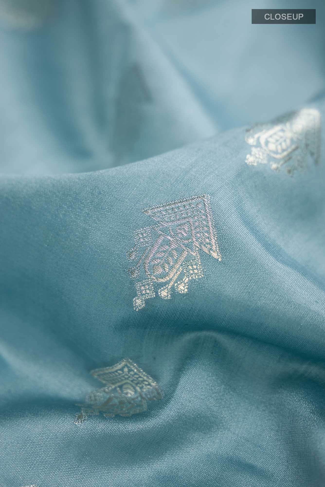 Blue Banarasi Raw Silk Saree