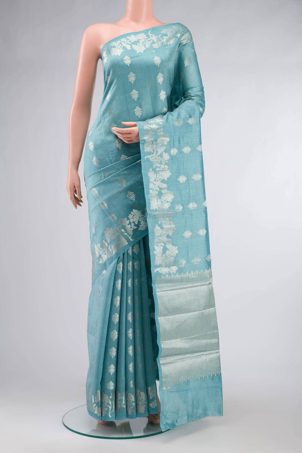 Blue Banarasi Raw Silk Saree