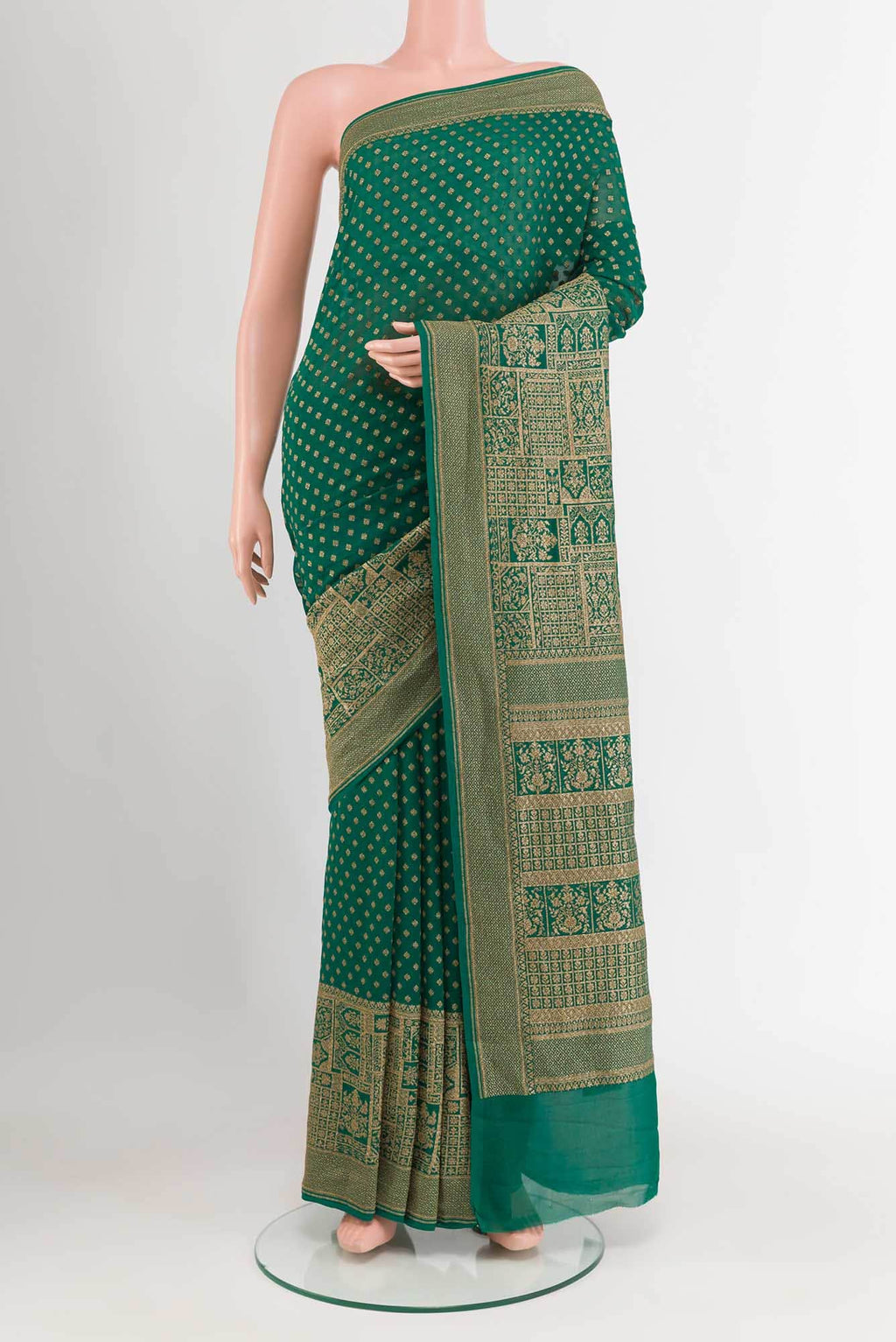 Bottle Green Georgette Saree