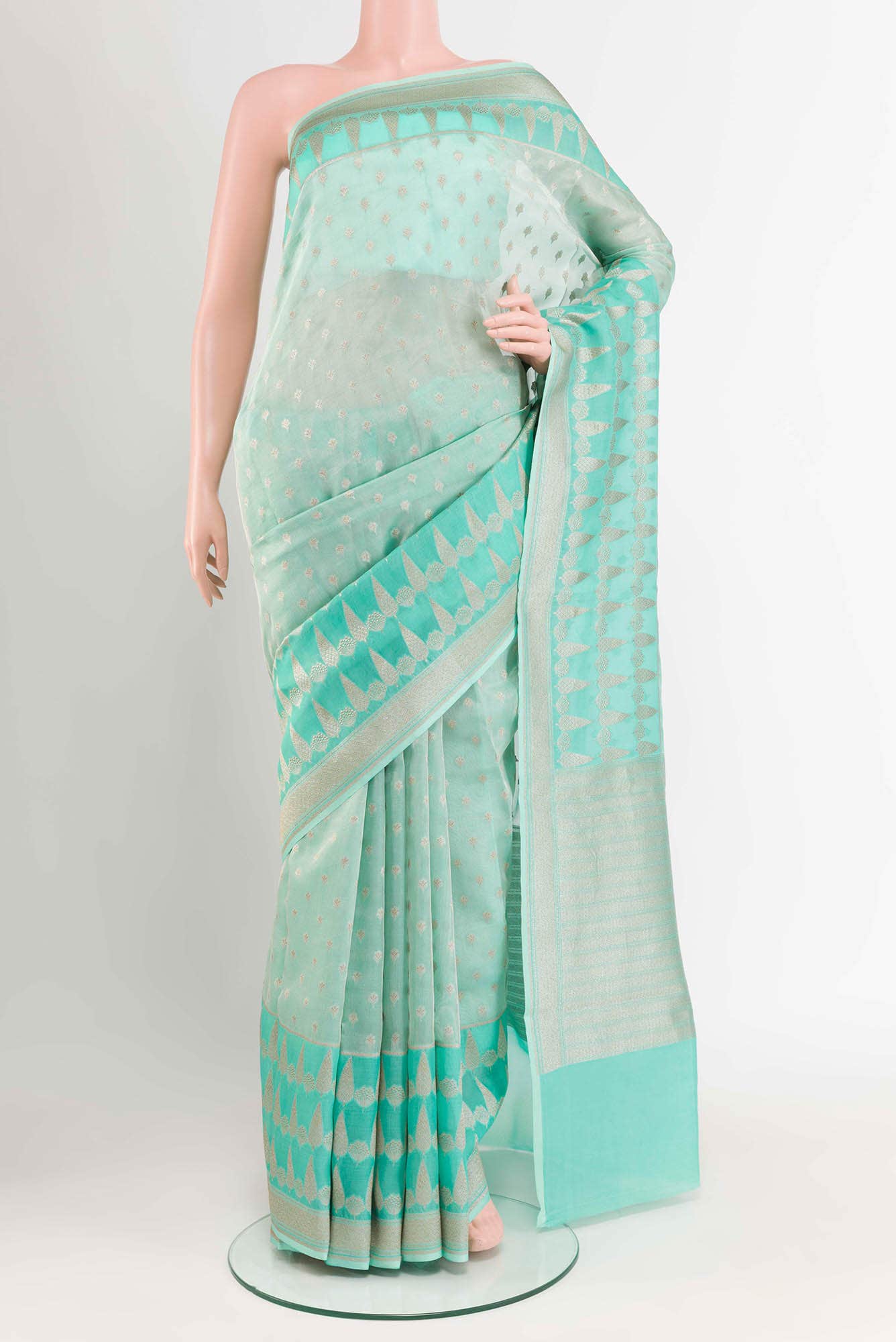 Sea Green Banarasi Tissue Silk Saree