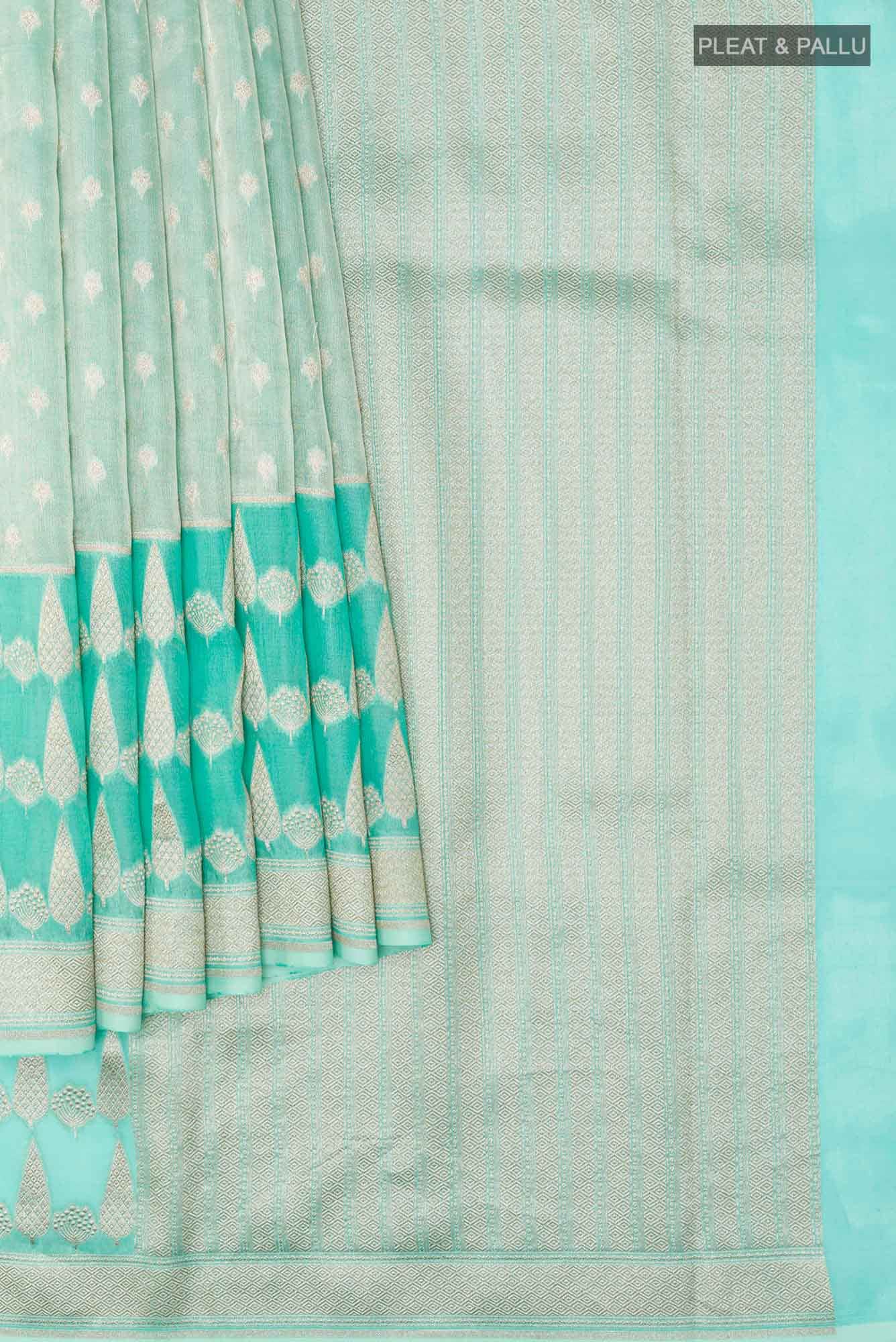 Sea Green Banarasi Tissue Silk Saree