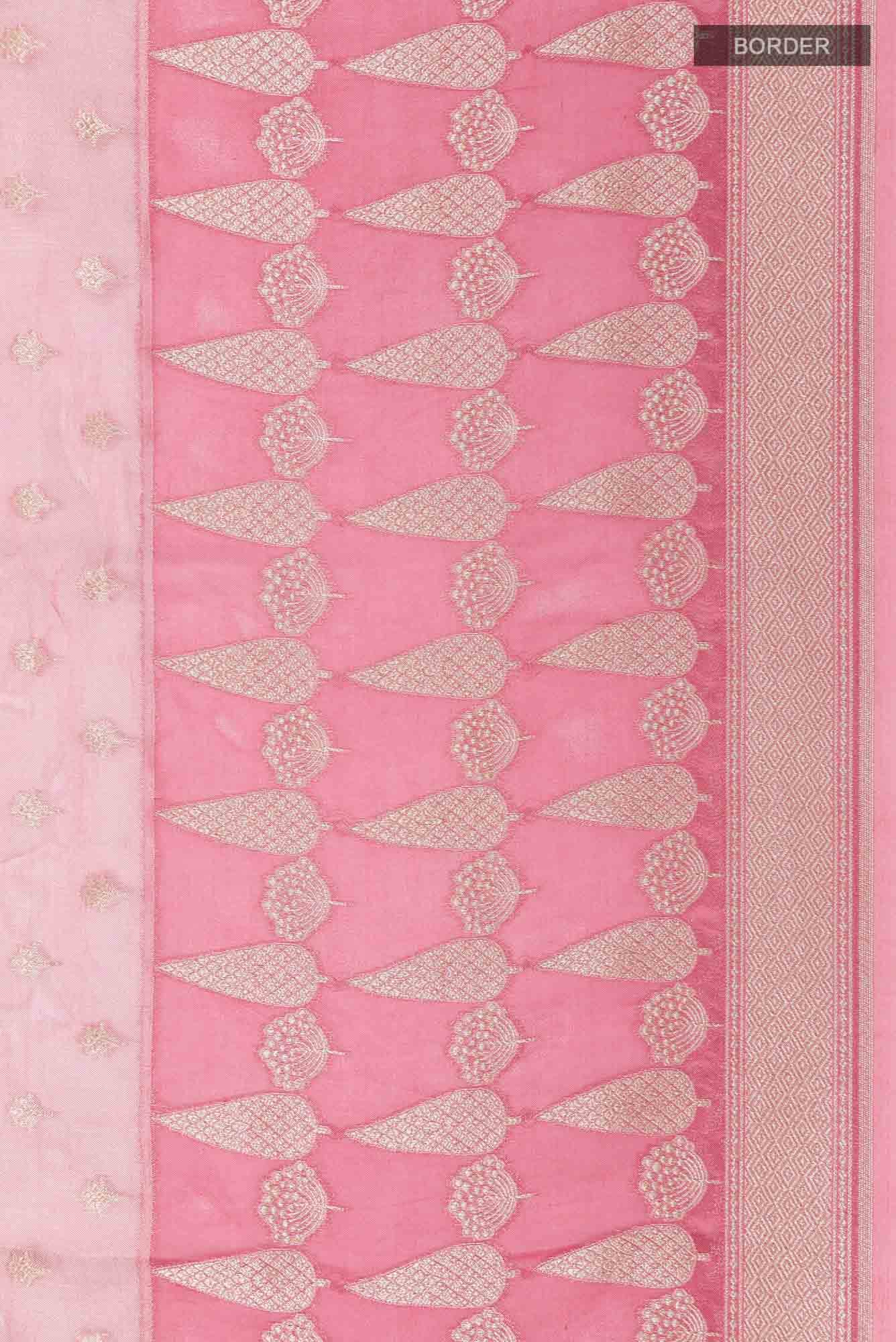 Peach Banarasi Tissue Silk Saree