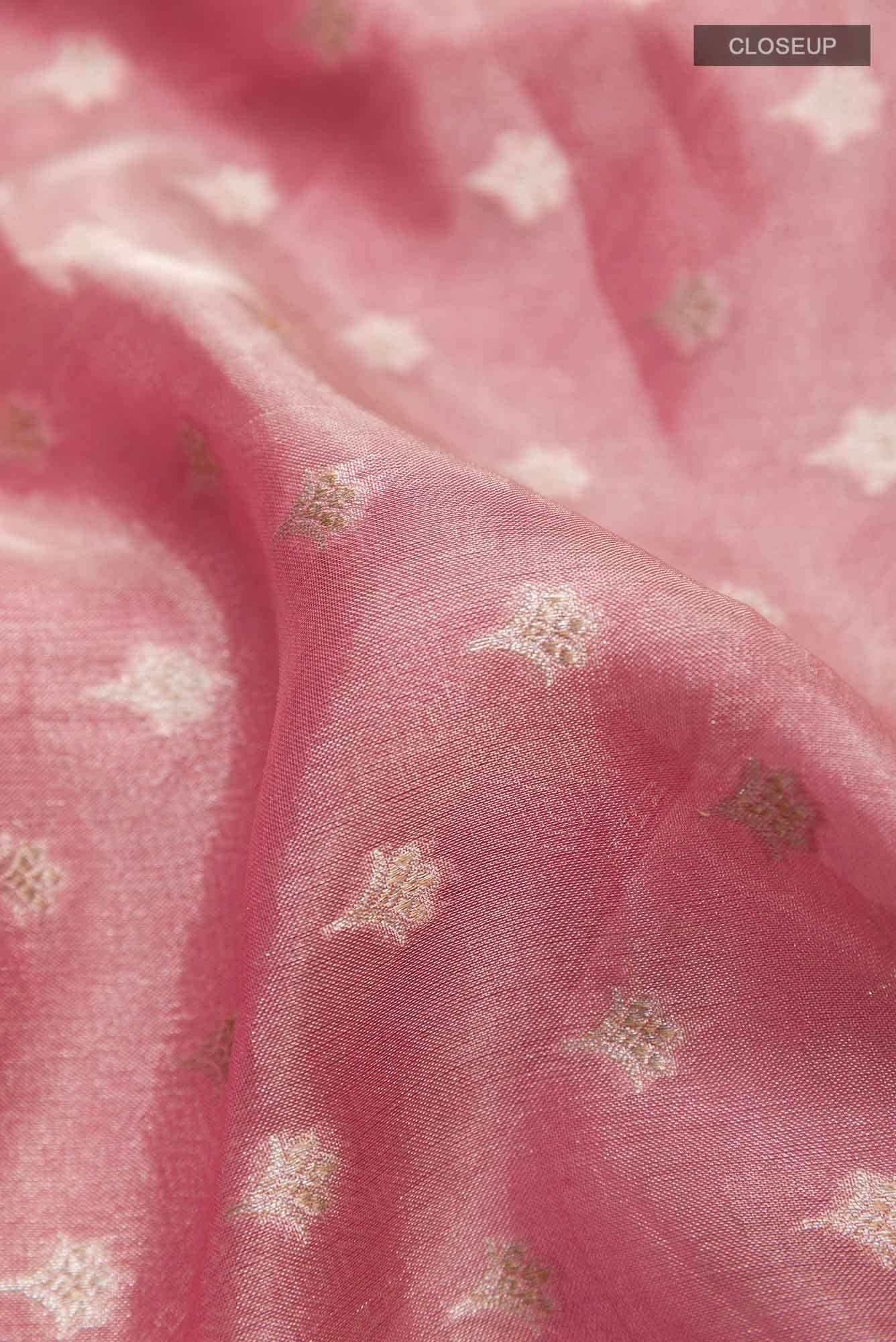 Peach Banarasi Tissue Silk Saree