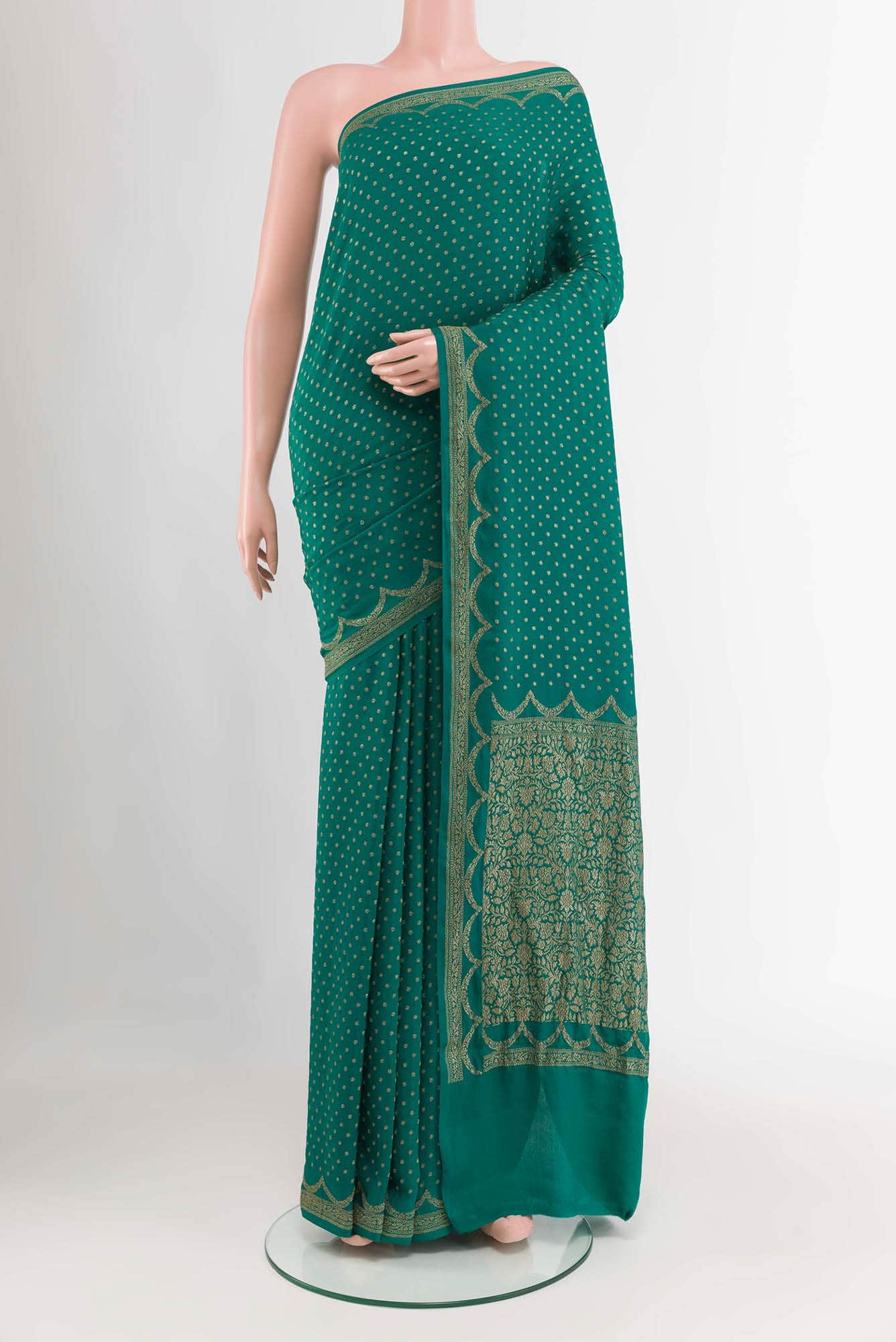 Green Banarasi Georgette Saree