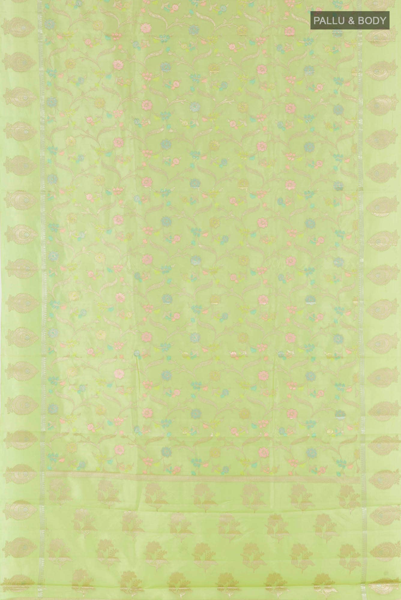 Lemon Yellow Tussar Saree