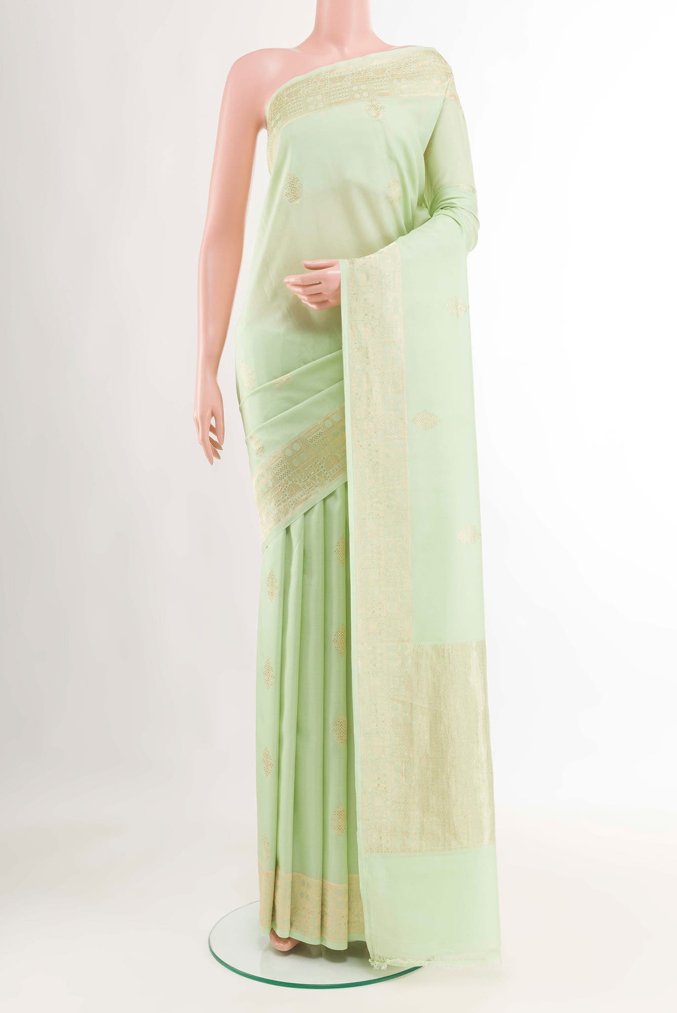 Pista Green Banarasi Katan Silk Saree