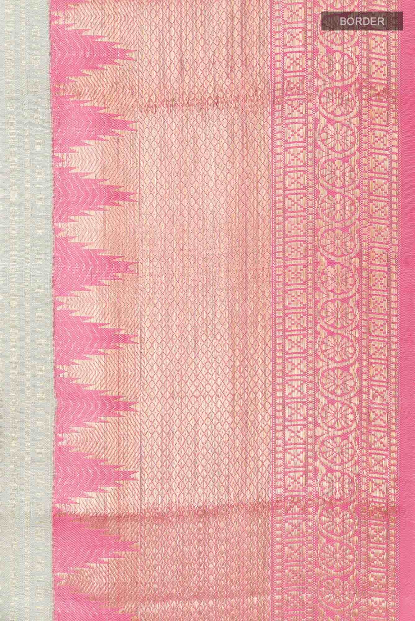 Blue Grey Kanchipuram Silk Saree
