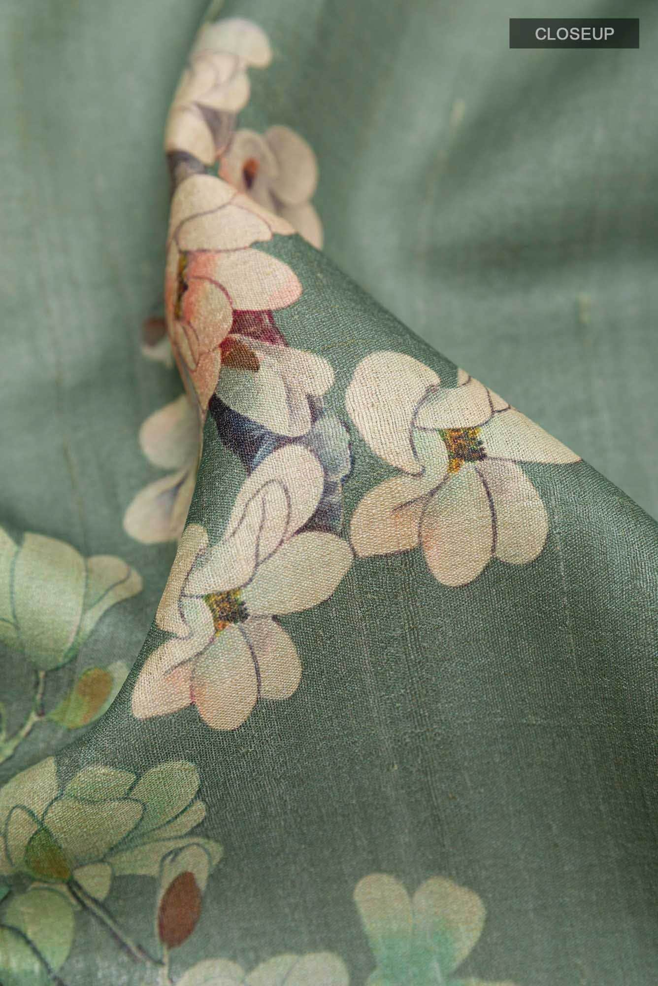 Olive Green Tussar Saree
