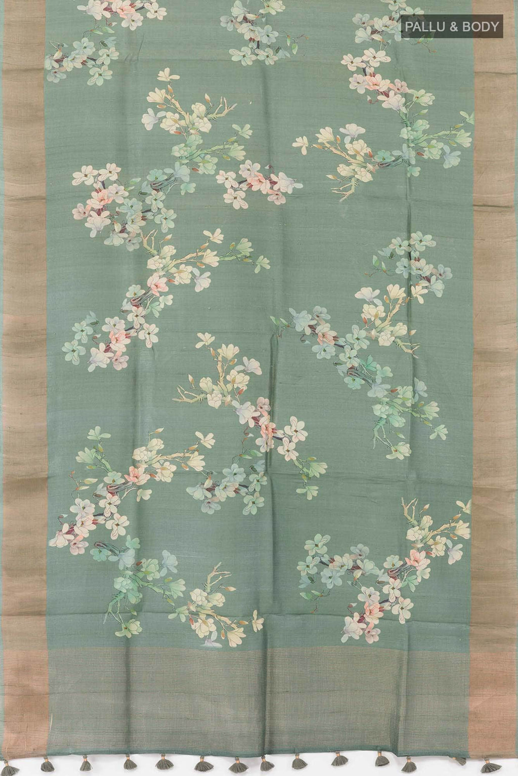 Olive Green Tussar Saree