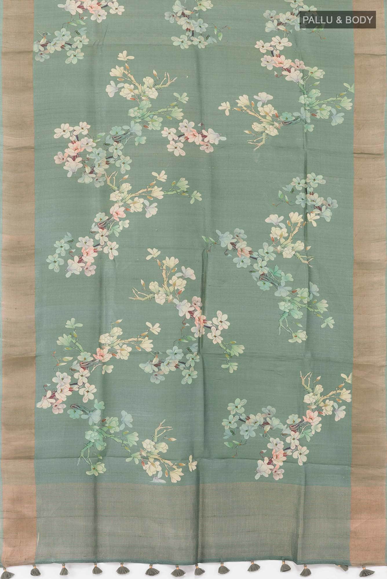 Olive Green Tussar Saree