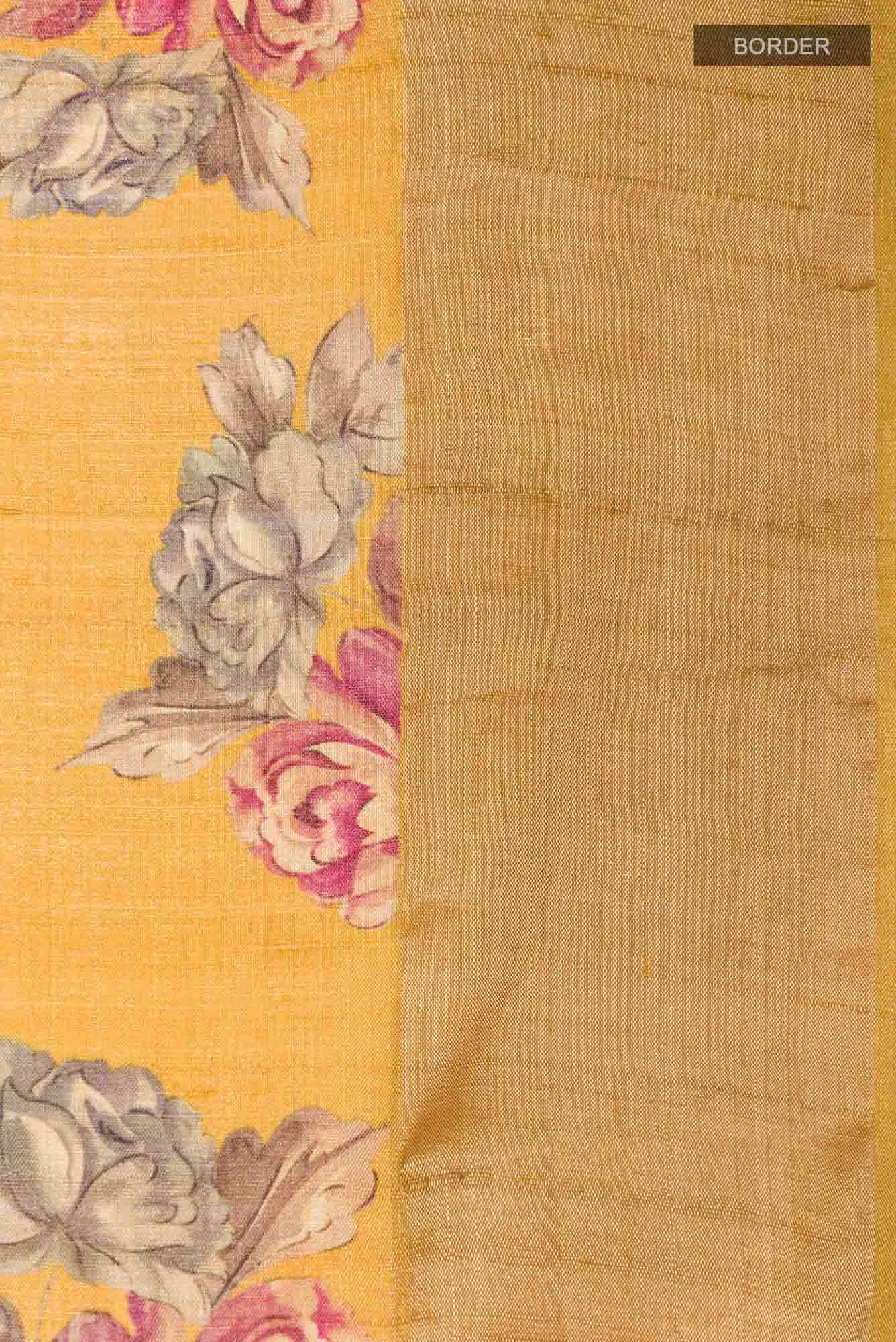 Yellow Tussar Saree