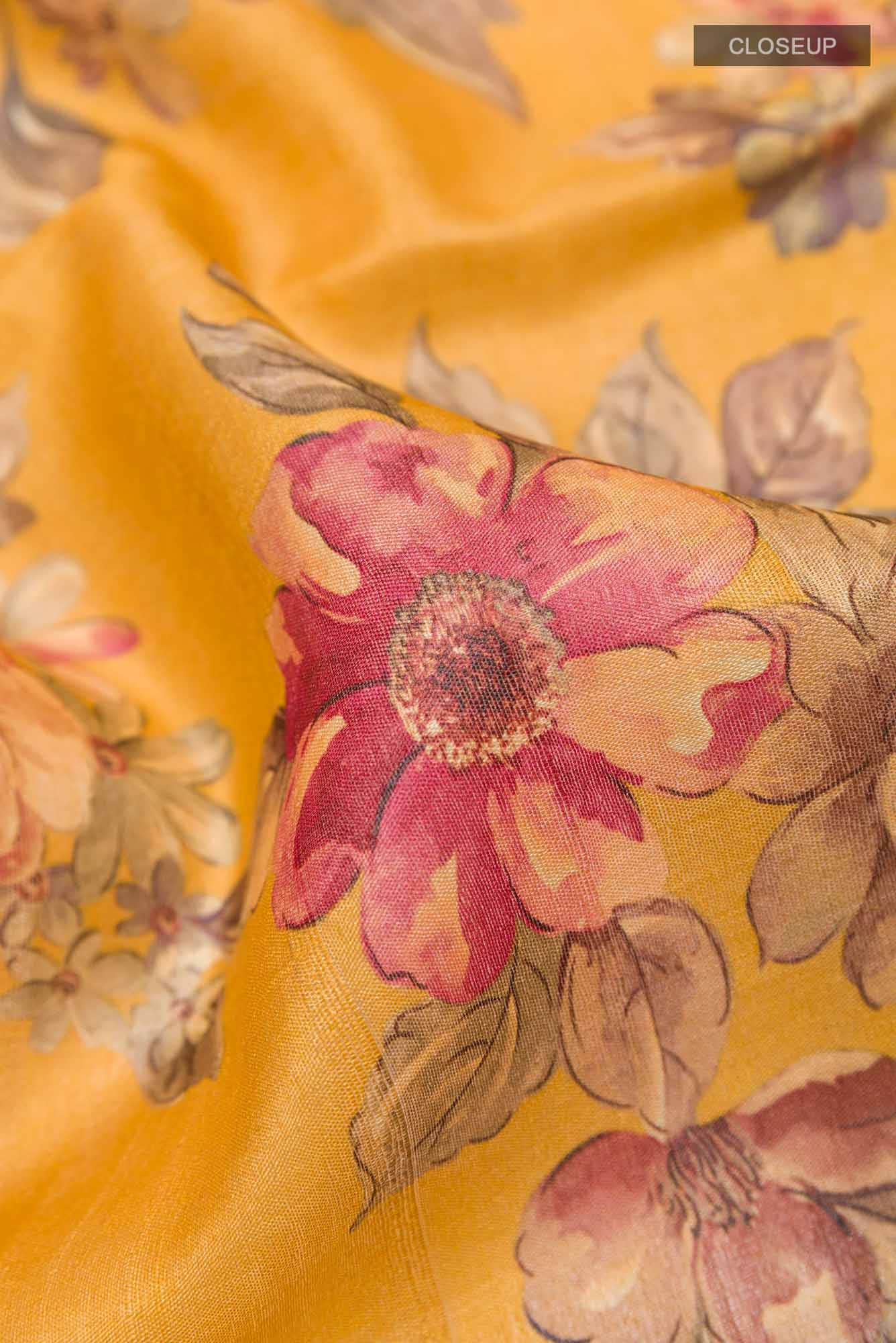 Yellow Tussar Saree