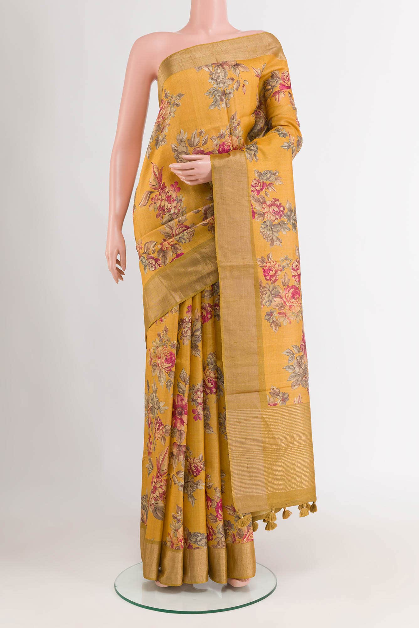 Yellow Tussar Saree