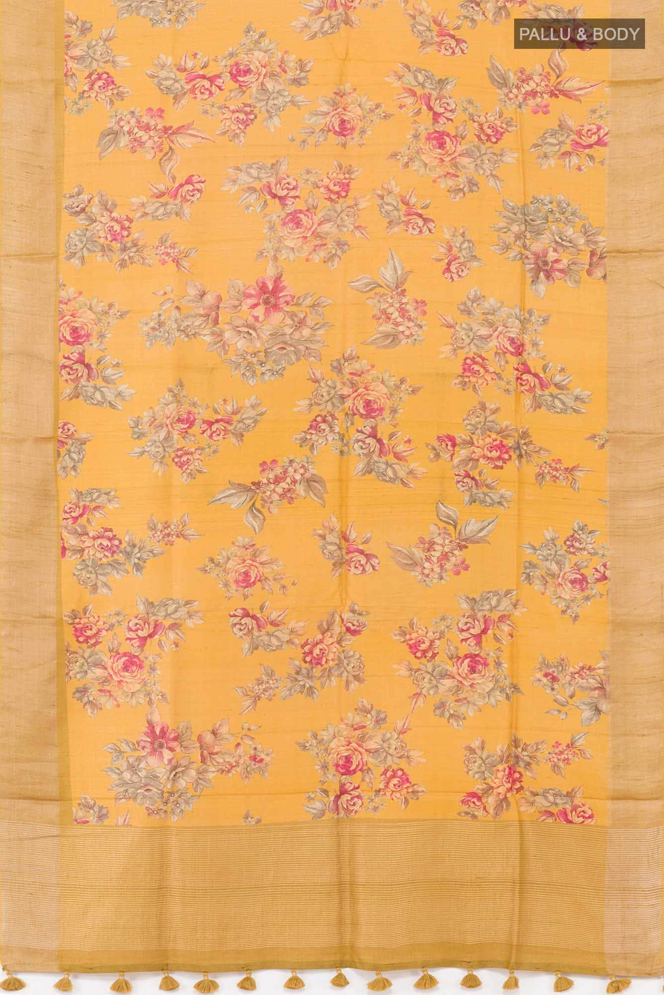 Yellow Tussar Saree
