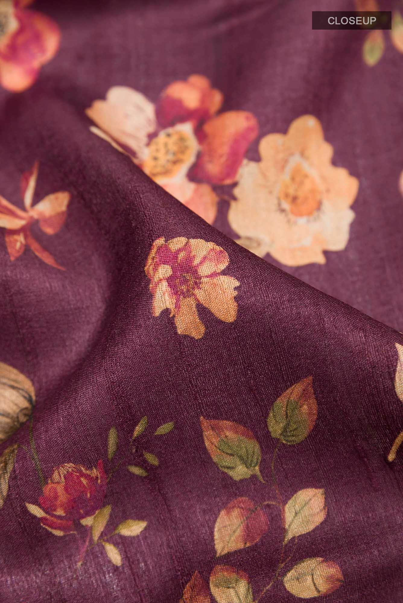 Magenta Tussar Saree