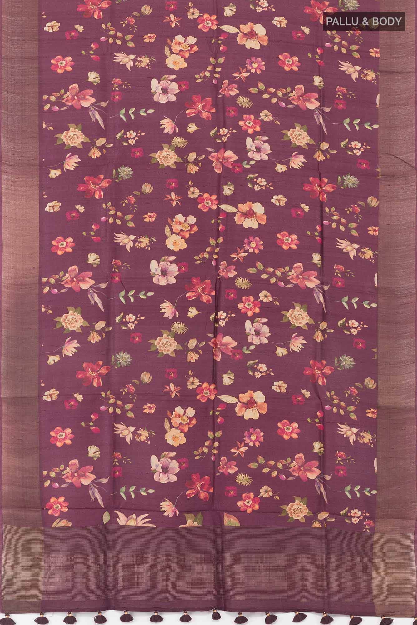 Magenta Tussar Saree