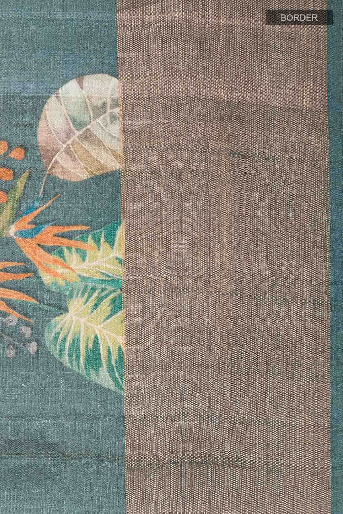 Bottle Green Tussar Saree