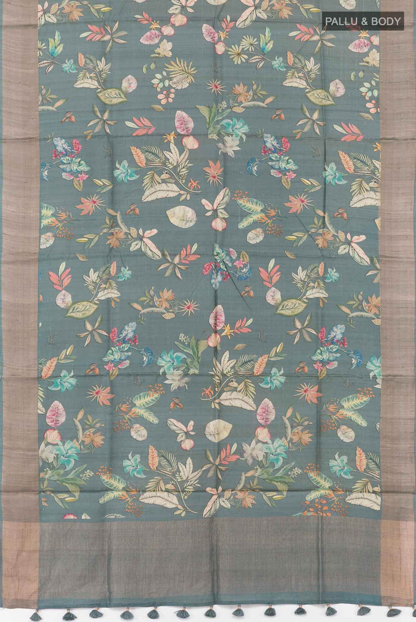 Bottle Green Tussar Saree