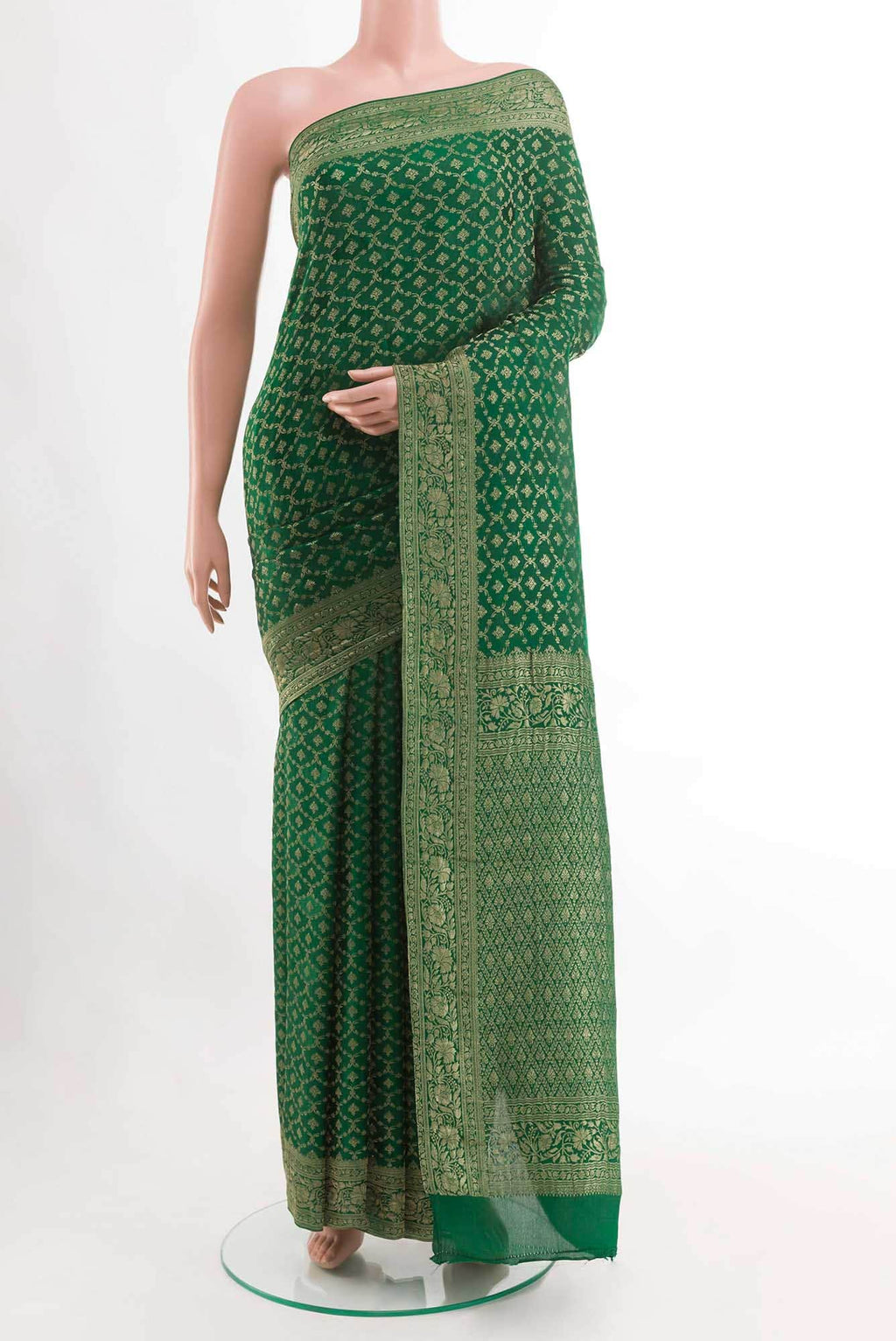 Green Mysore Crepe Saree