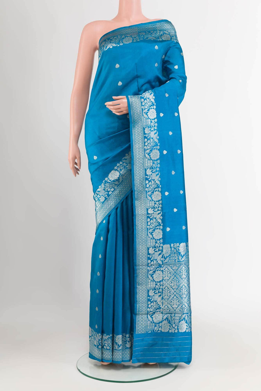 Blue Banarasi Katan Silk Saree