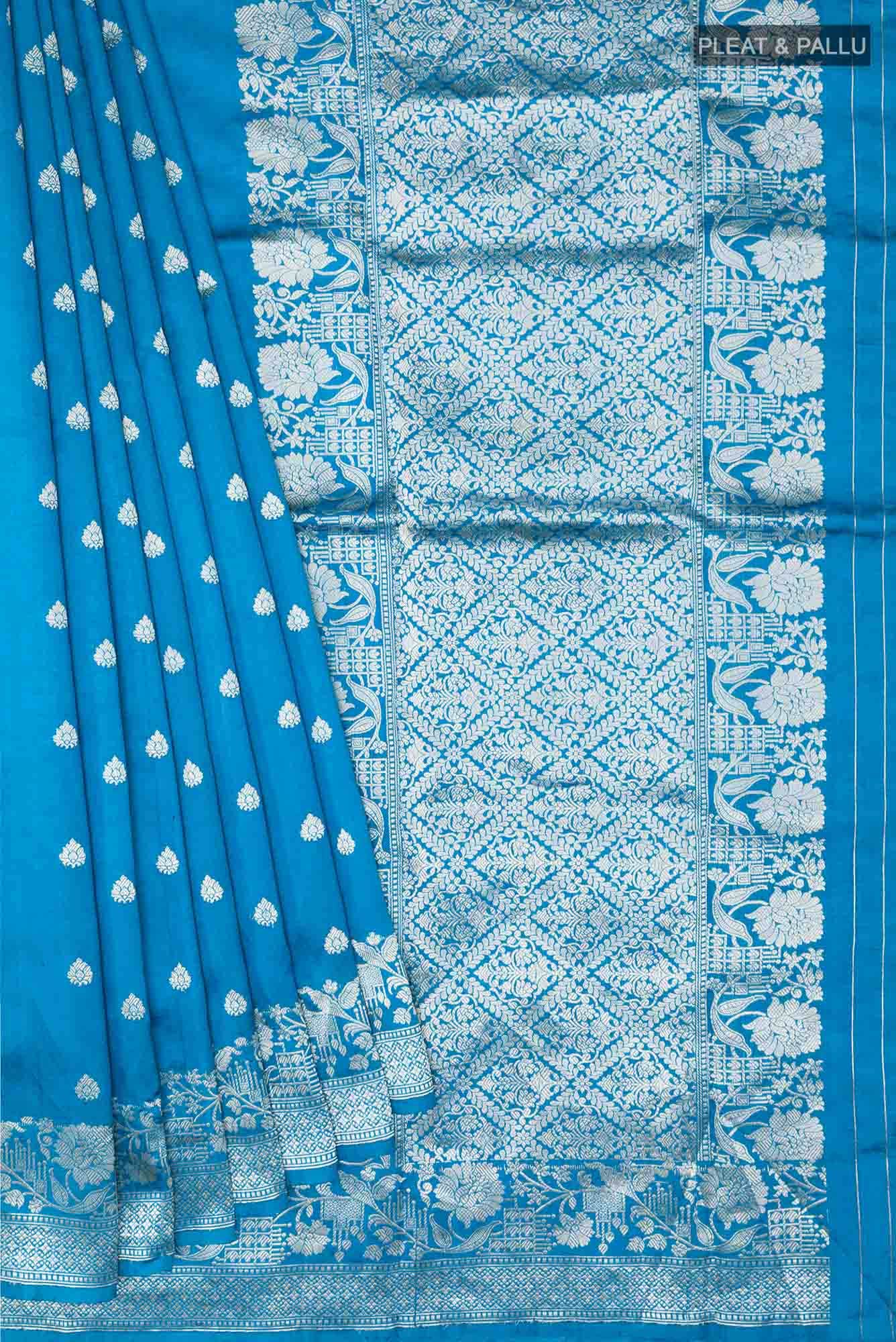 Blue Banarasi Katan Silk Saree