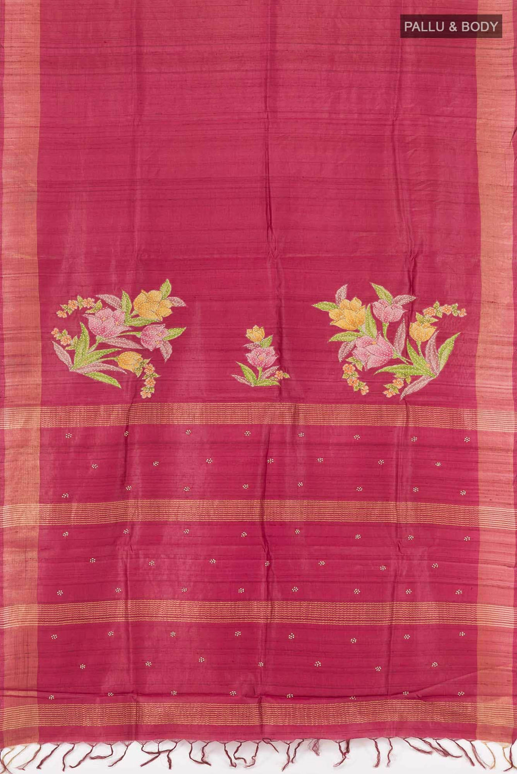 Maroon Tussar Saree