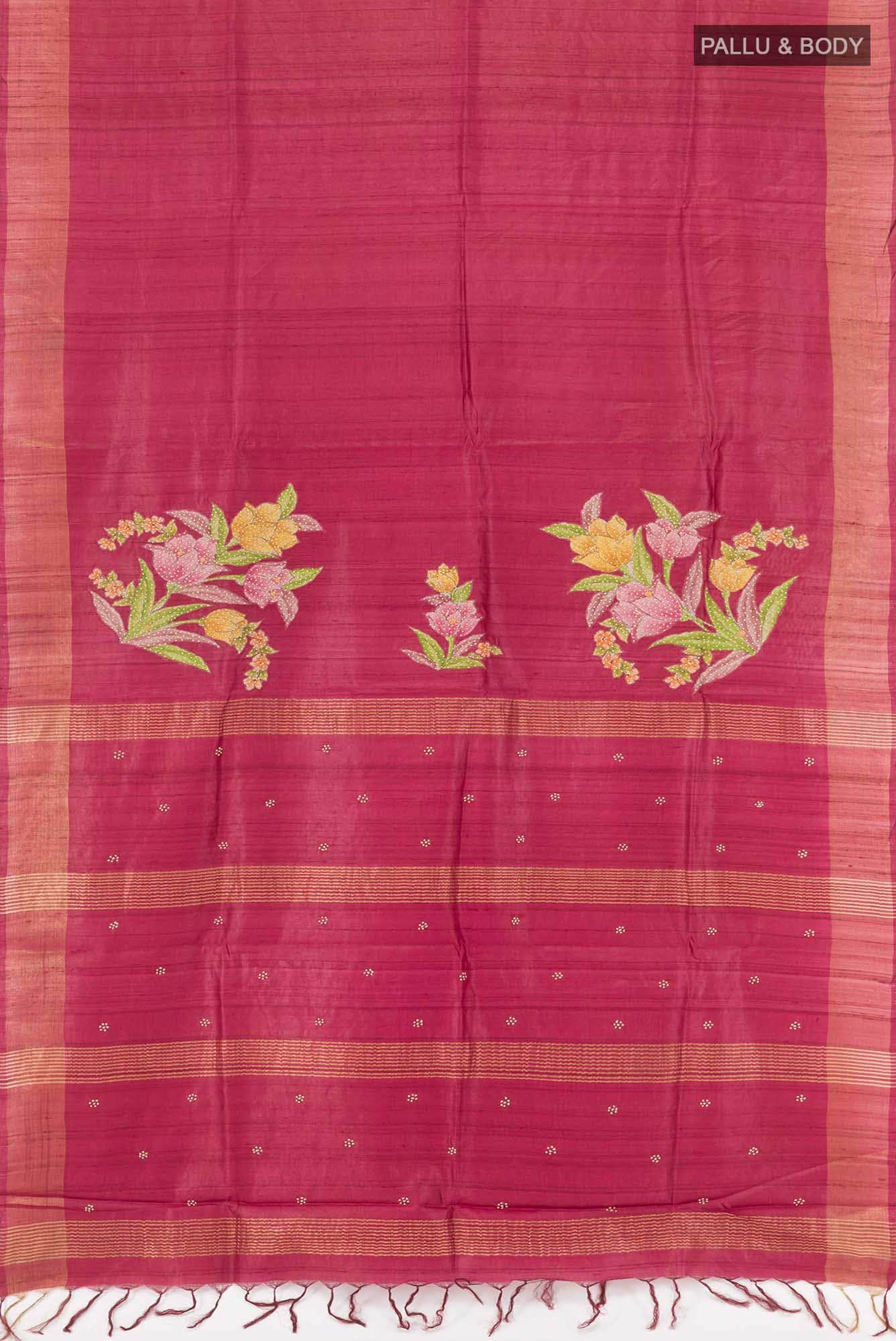 Maroon Tussar Saree