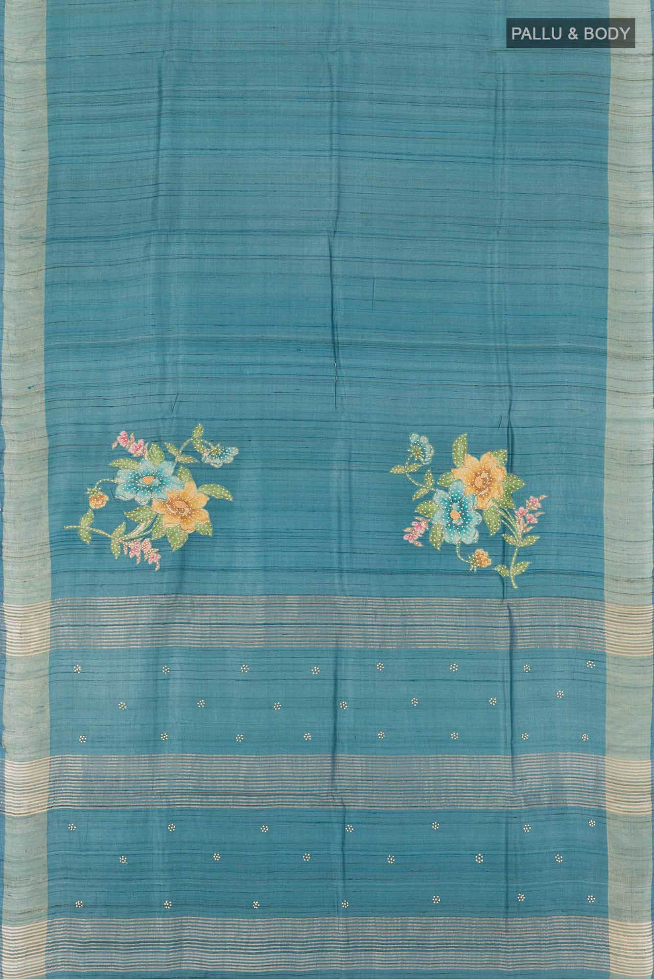 Teal Tussar Saree