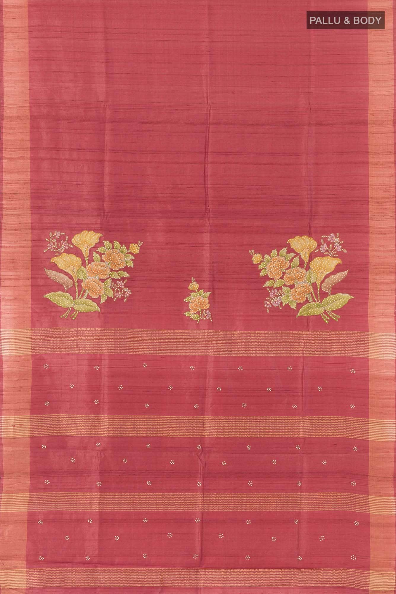 Maroon Tussar Saree