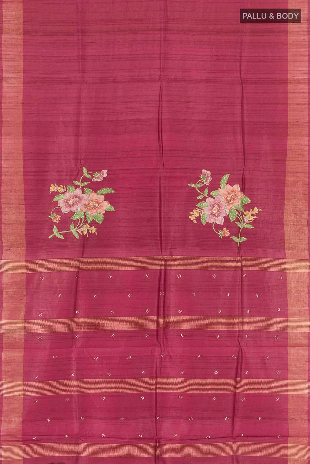 Maroon Tussar Saree
