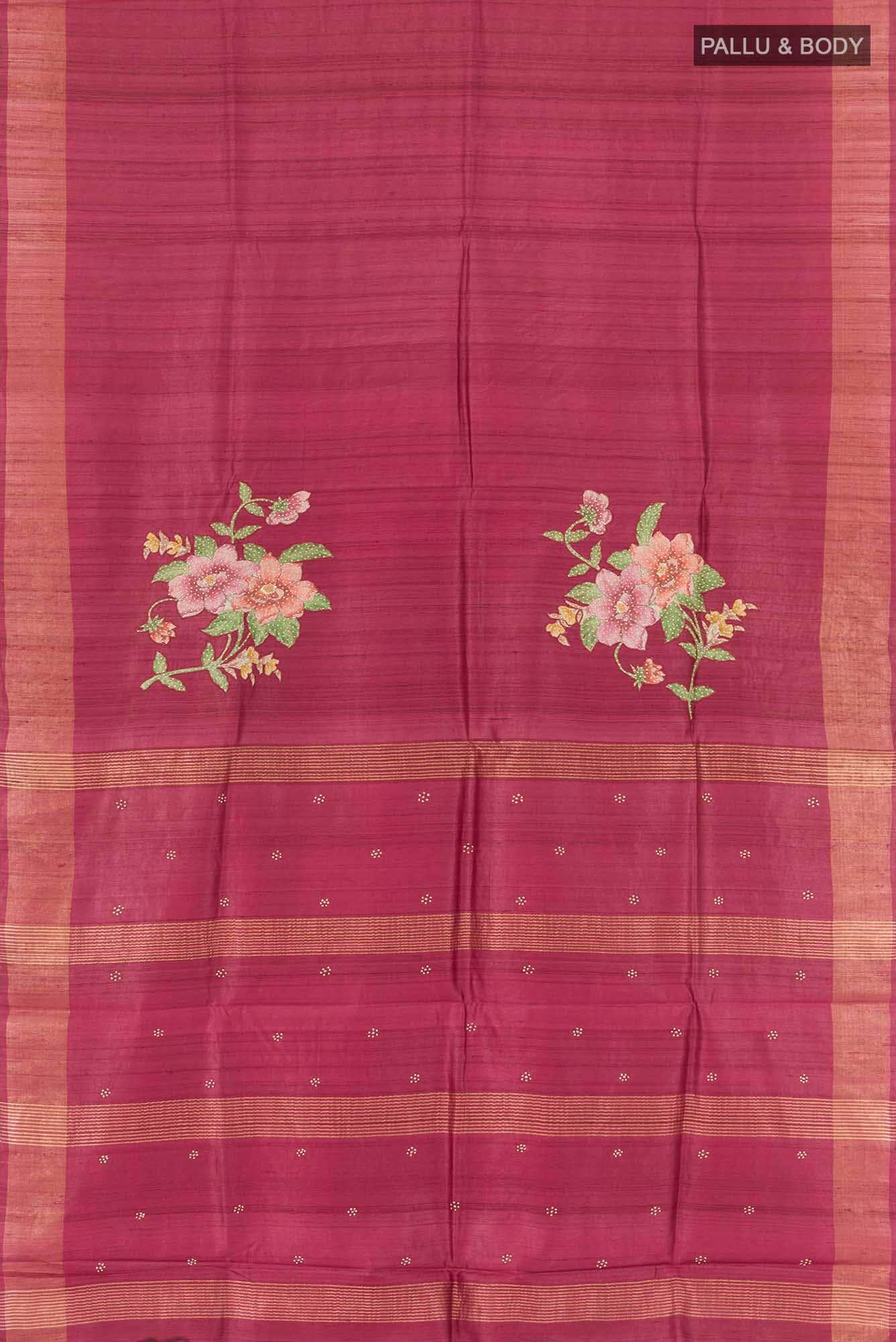Maroon Tussar Saree