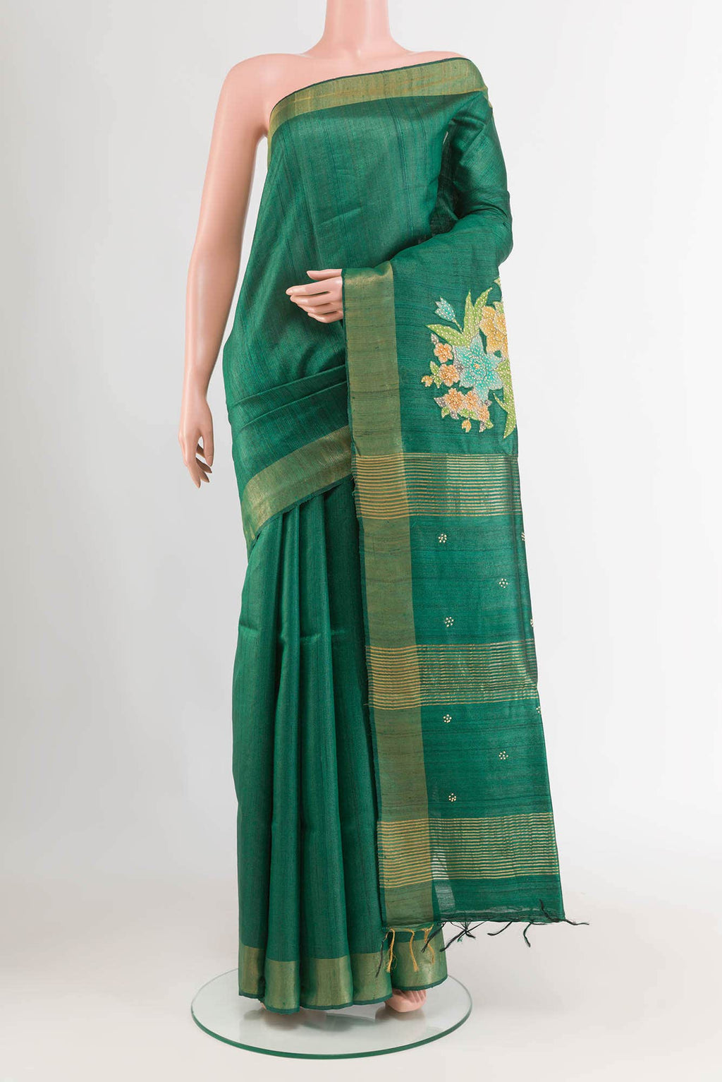 Green Tussar Saree