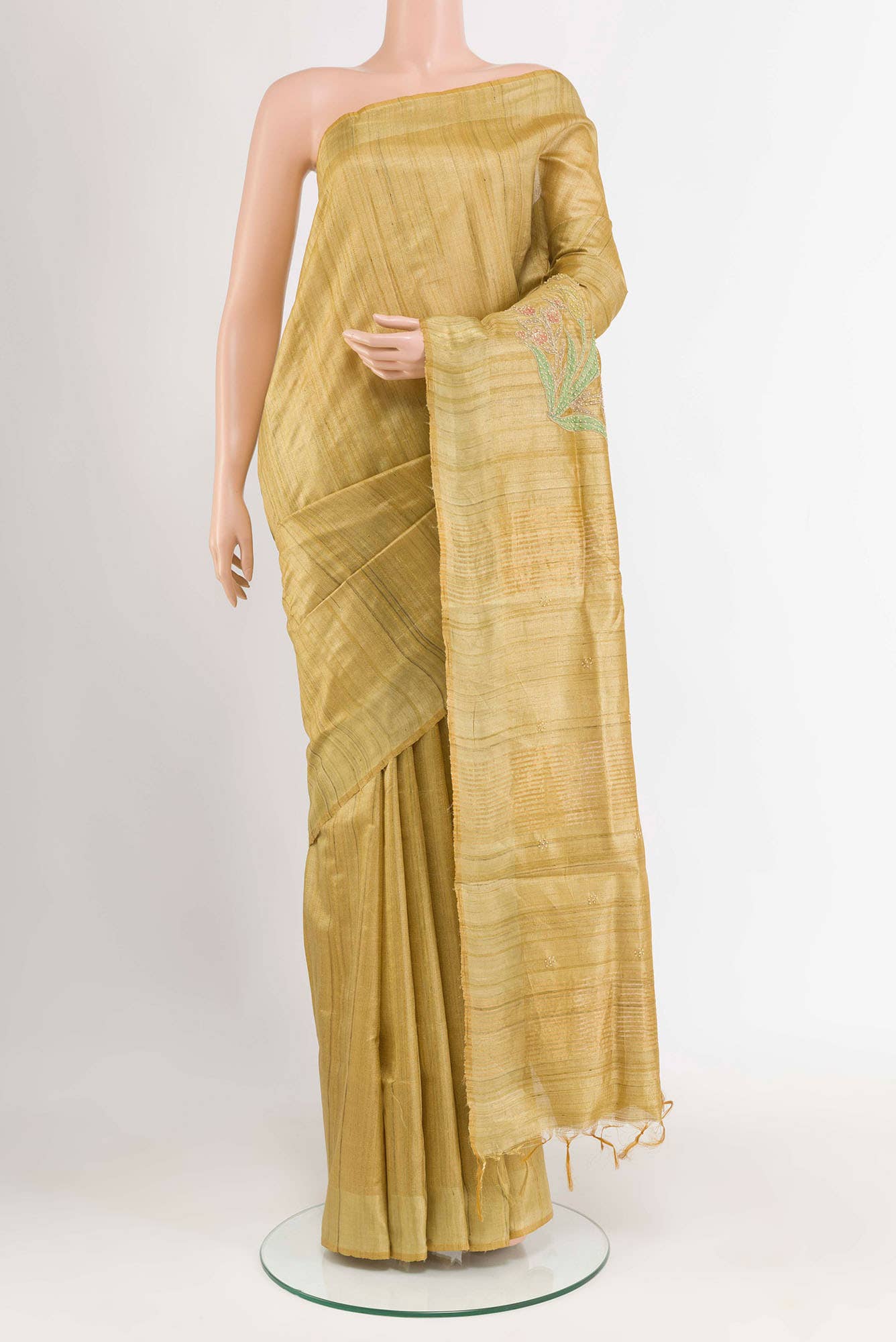 Mustard Tussar Saree