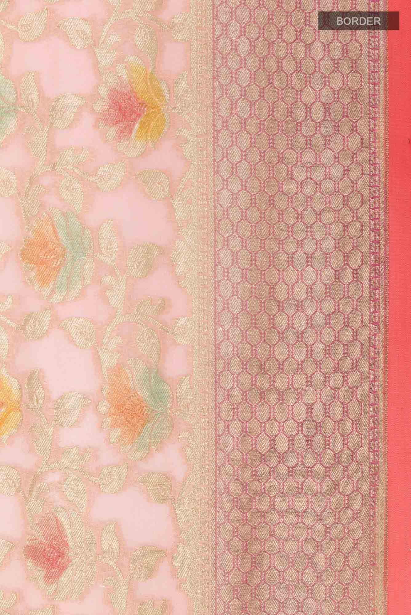 Peach Georgette Saree