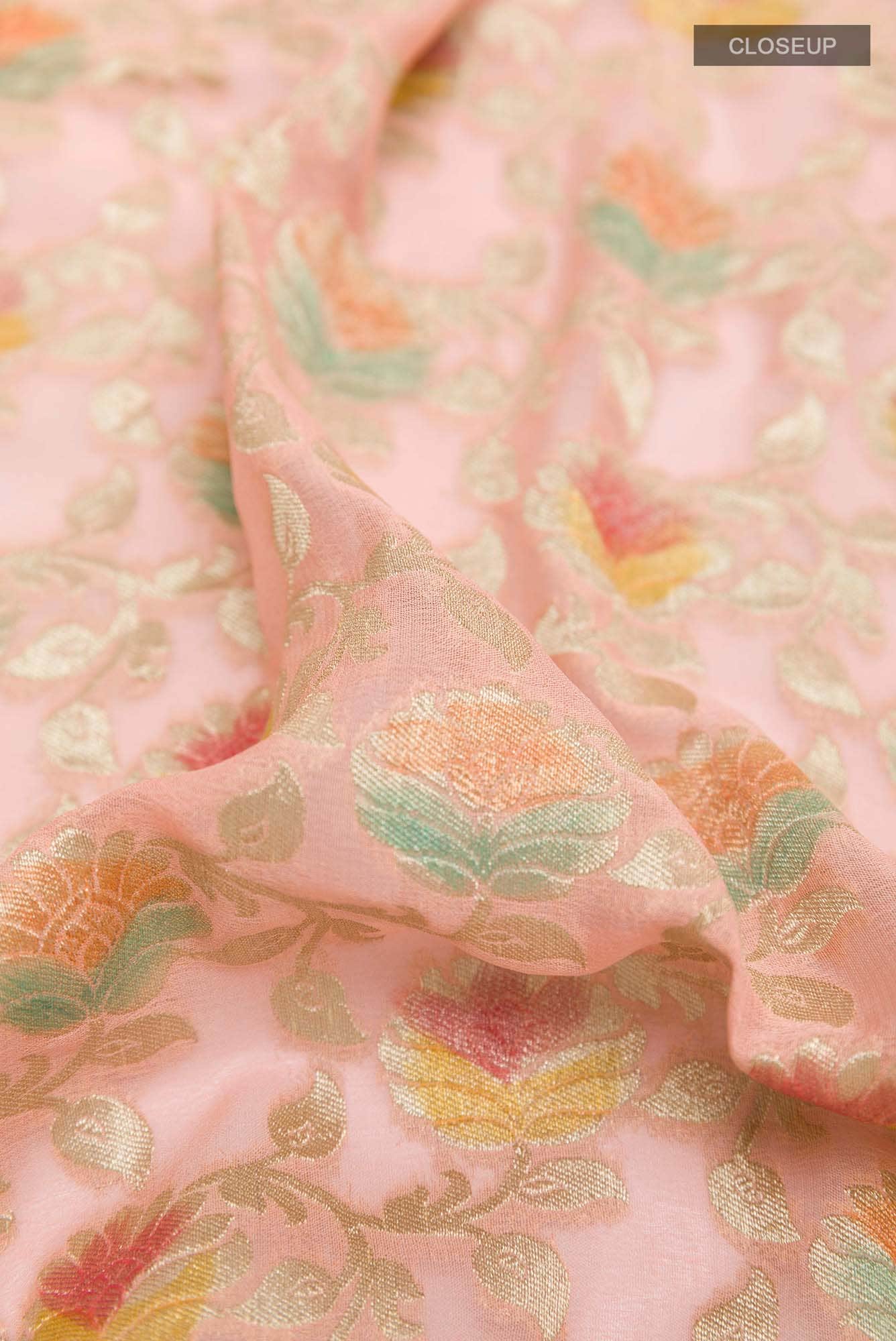 Peach Georgette Saree