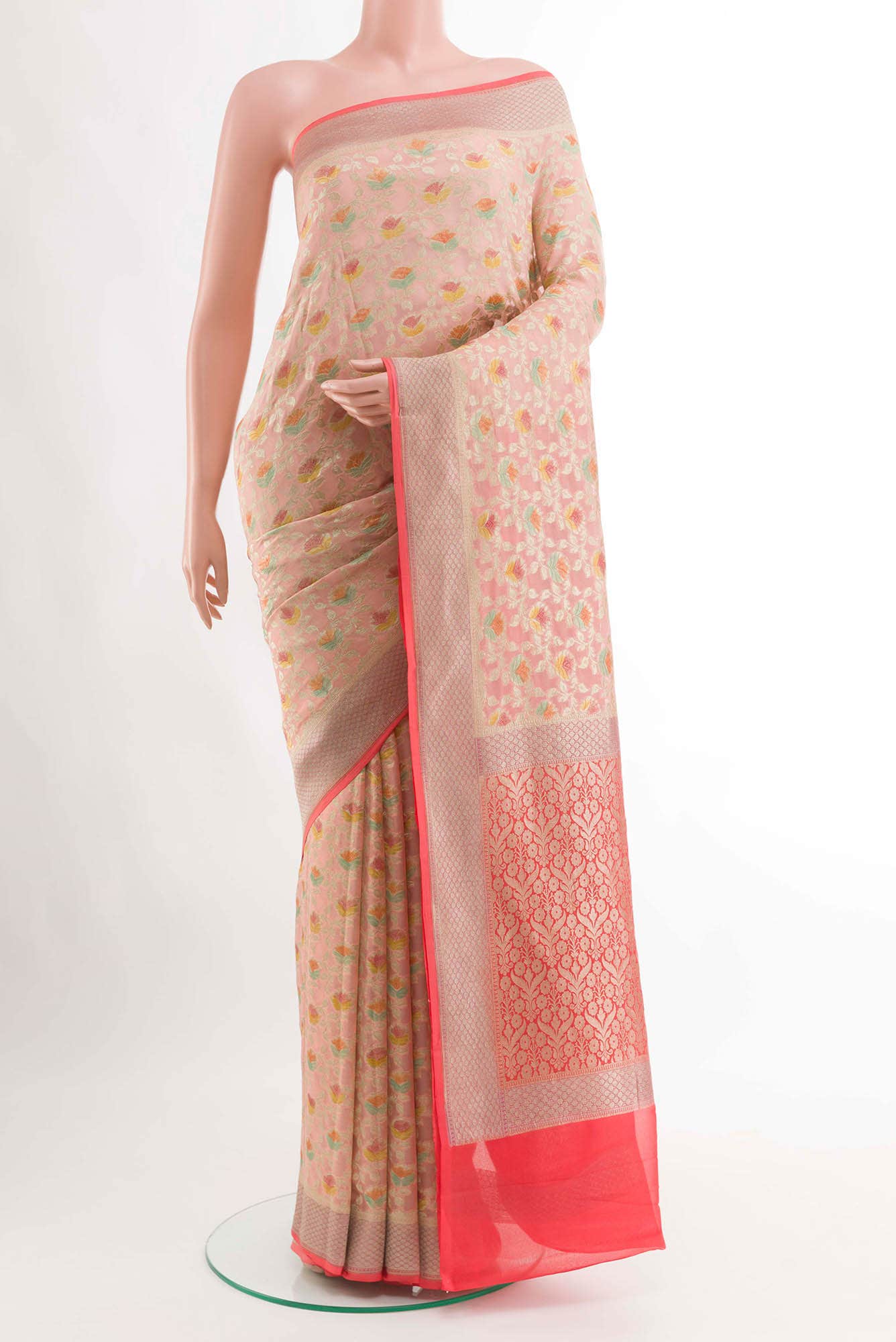 Peach Georgette Saree