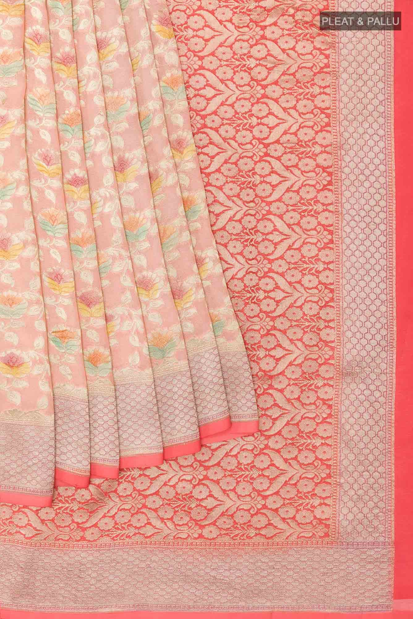 Peach Georgette Saree