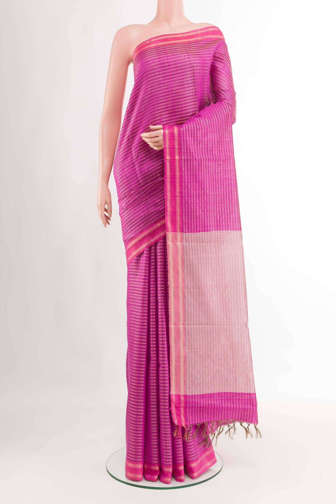 Magenta Tussar Saree