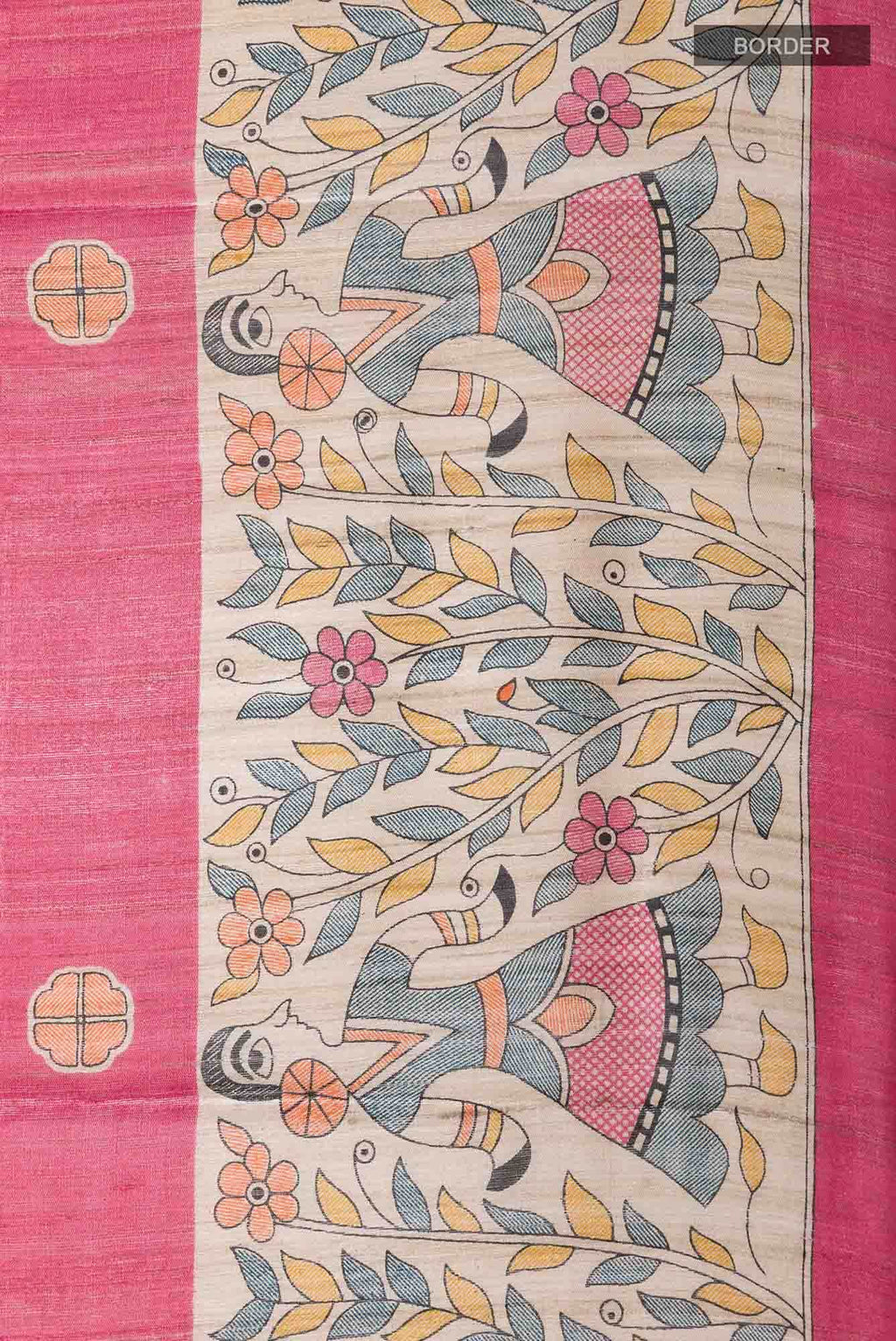 Pink Bhagalpuri Tussar Silk Saree