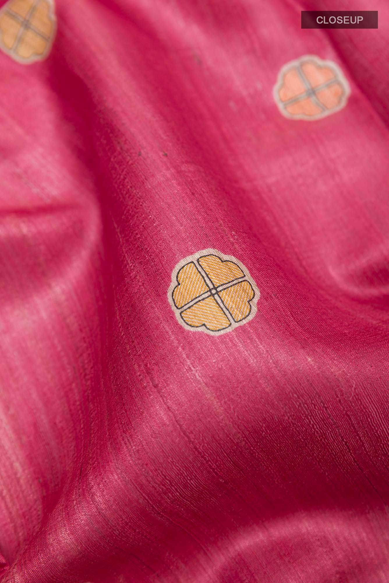 Pink Bhagalpuri Tussar Silk Saree