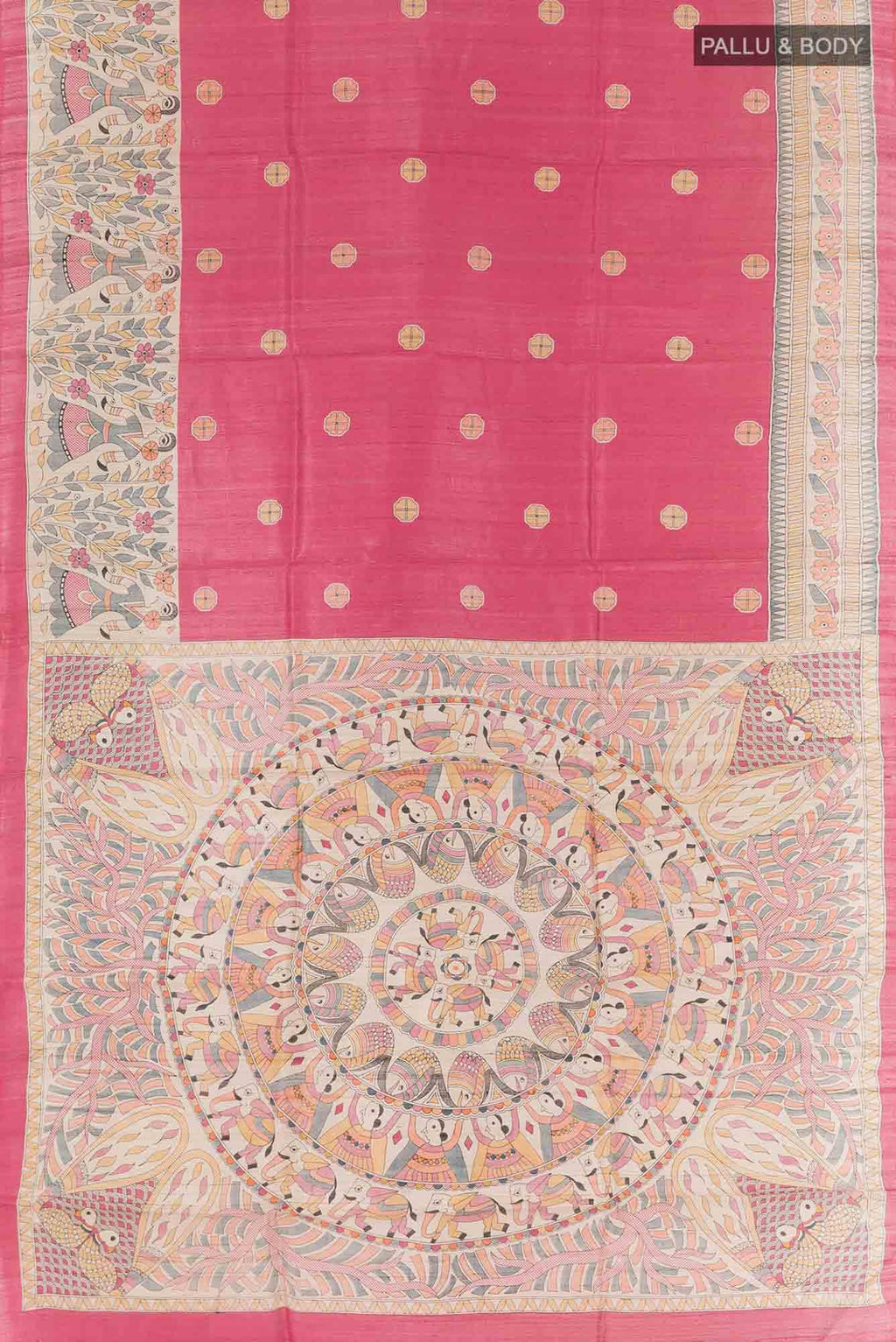 Pink Bhagalpuri Tussar Silk Saree